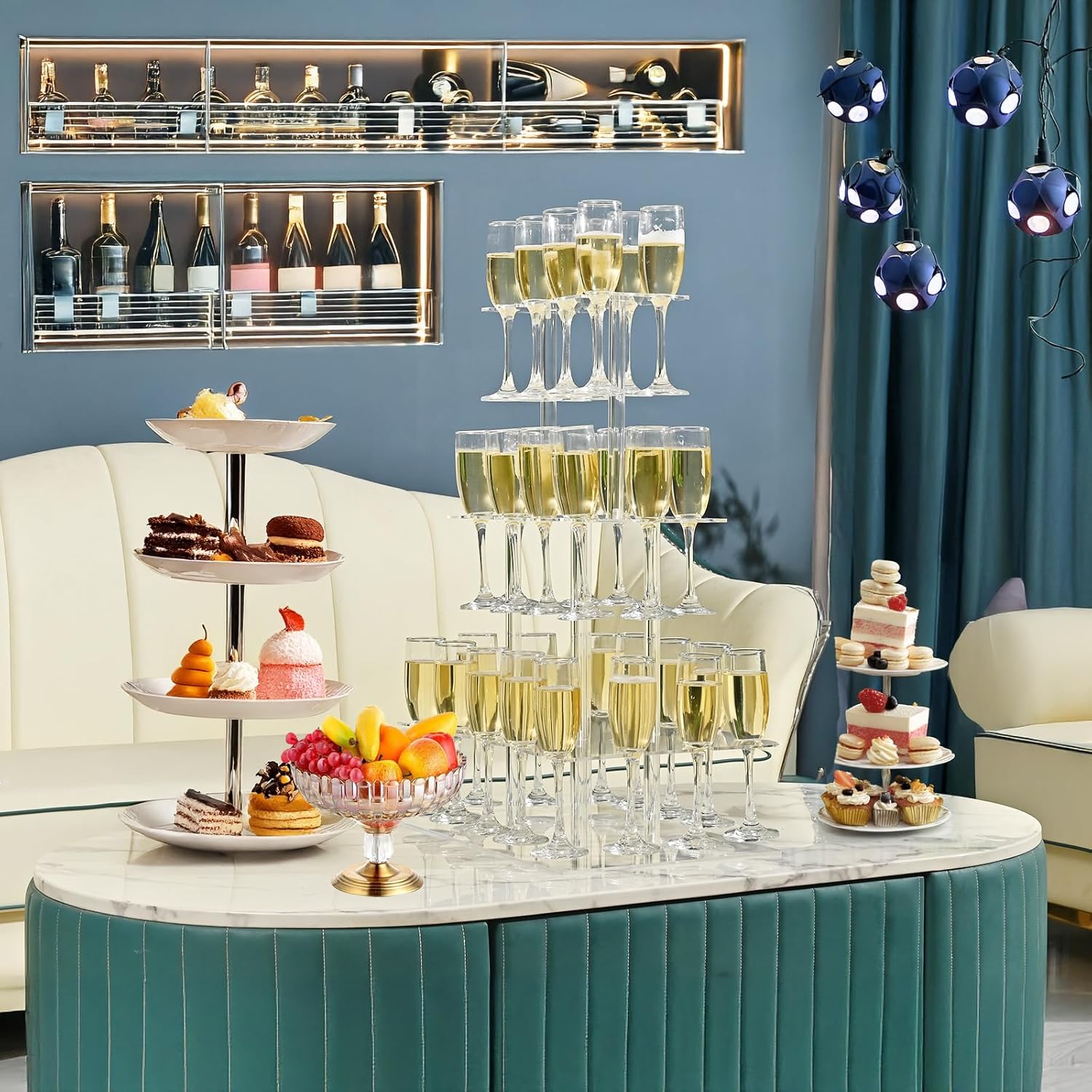 Laumffon Champagne Tower Display Stand 32 Slots 3 Tier