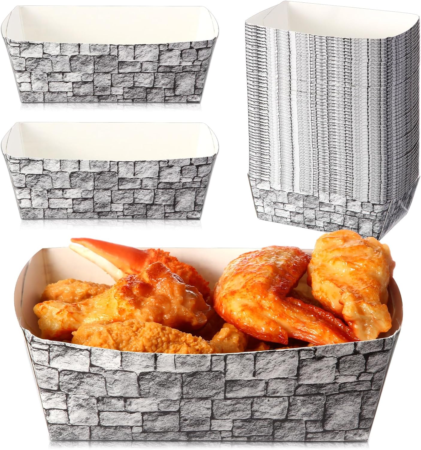 Blulu 50 Pcs Disposable Paper Food Trays Medieval Castle Themed Boat Serving Tray for Halloween and Birthday Parties