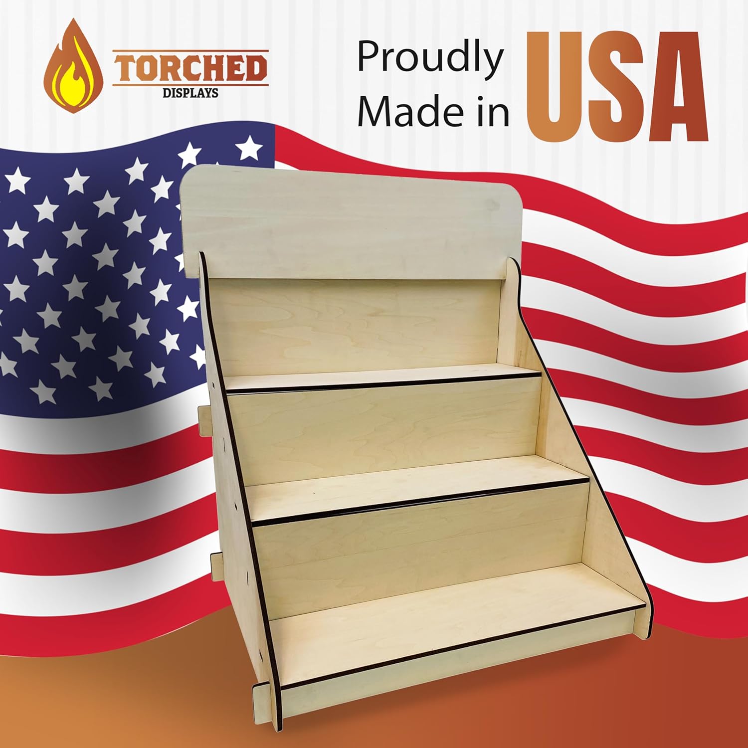 Wooden Retail Table Display Stand 3 Step Riser