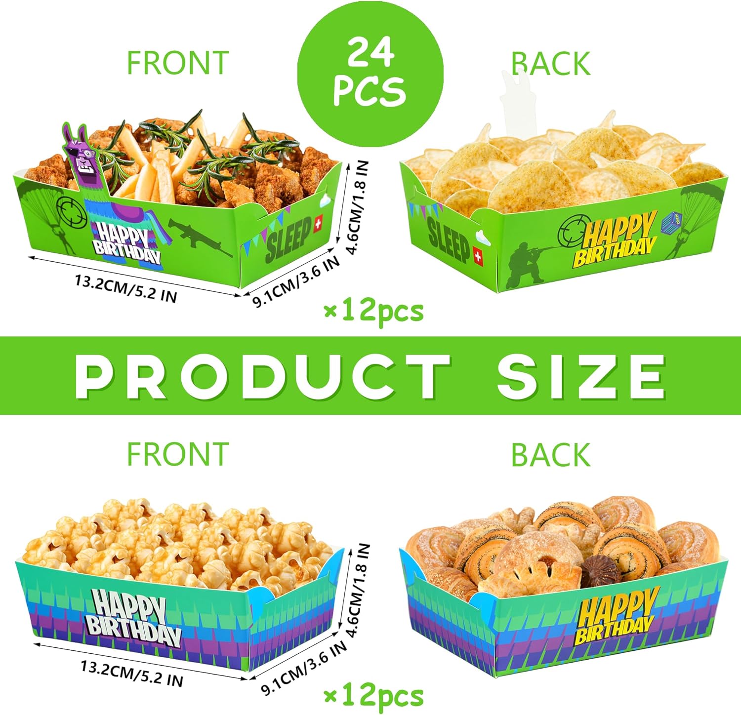 24pcs Llama Game Birthday Food Trays Set