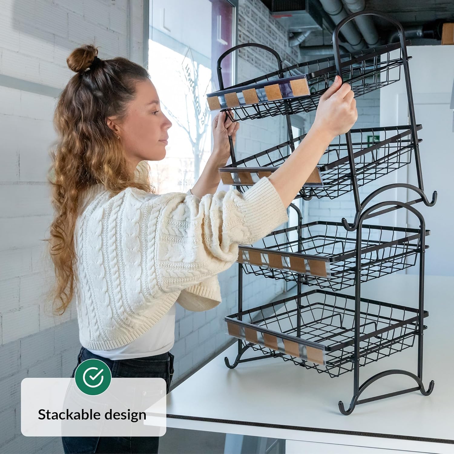 Candy Display Rack Stackable Snack Organizer Countertop Organizer 1-Pack