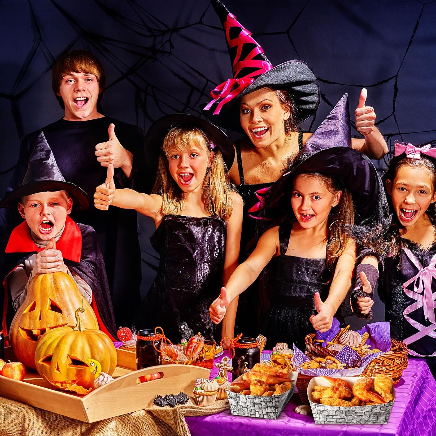 Blulu 50 Pcs Disposable Paper Food Trays Medieval Castle Themed Boat Serving Tray for Halloween and Birthday Parties