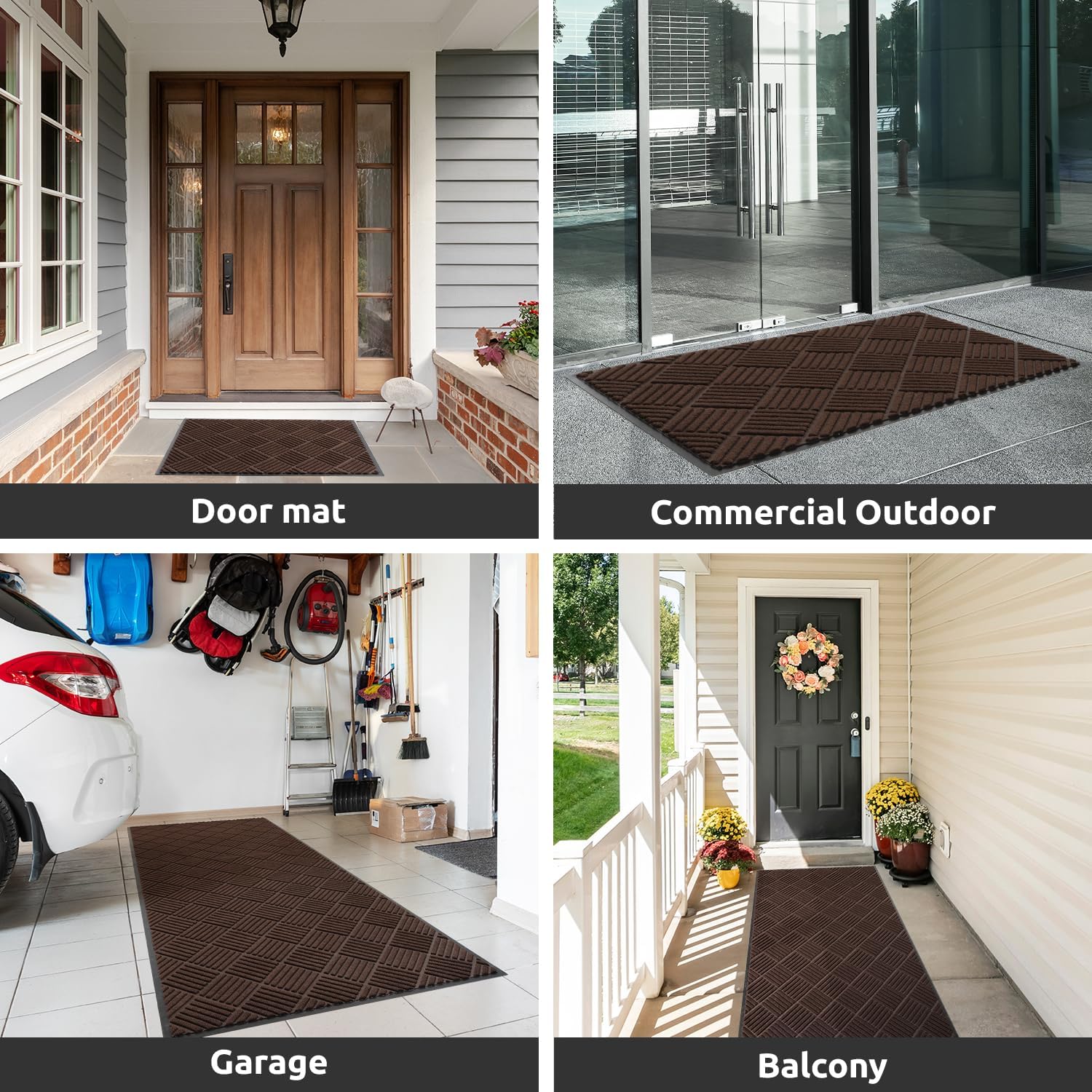 COCOER Heavy Duty Entryway Floor Mat 3 X 5 Brown