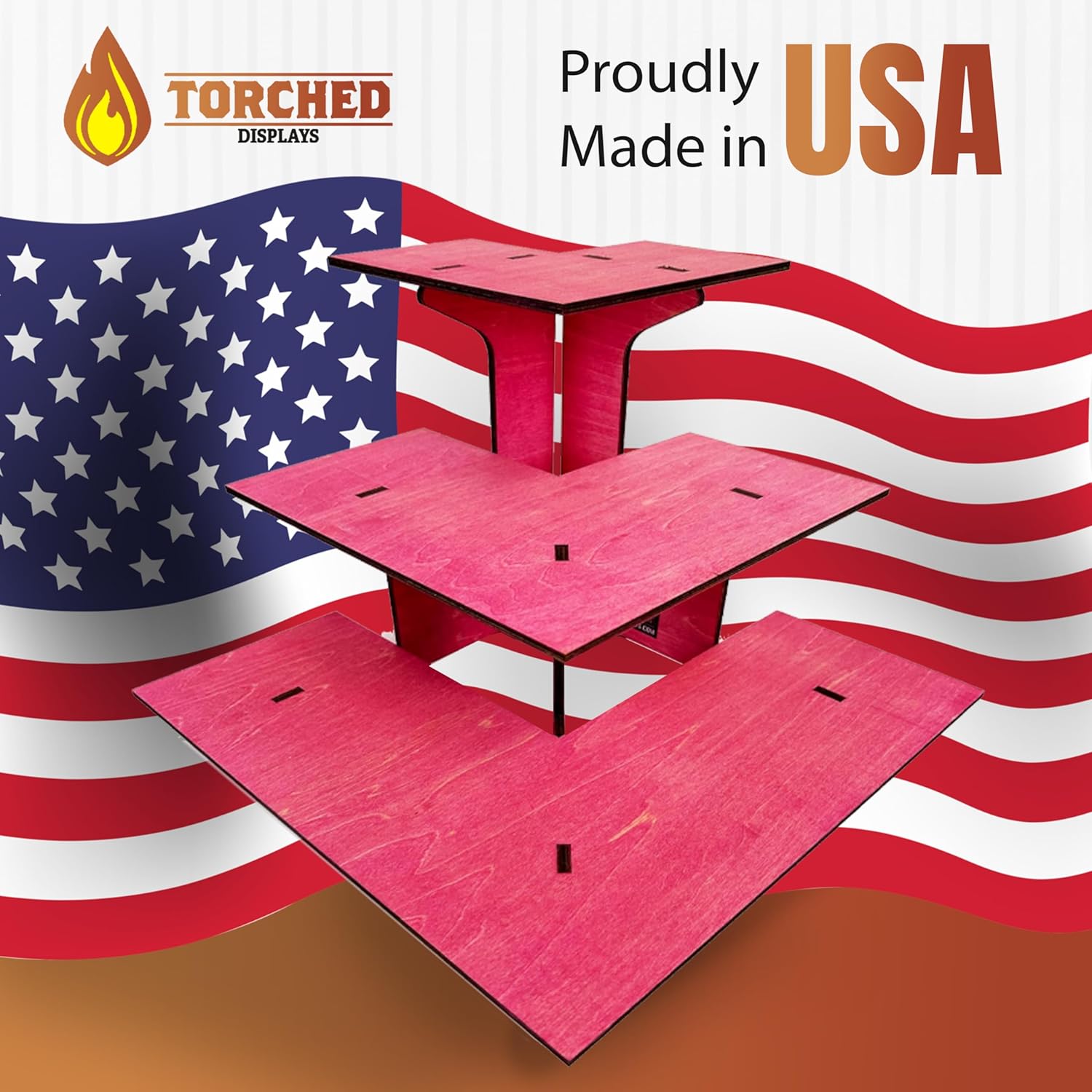 3-Tier Corner Retail Table Display Stand with Shelves Pink
