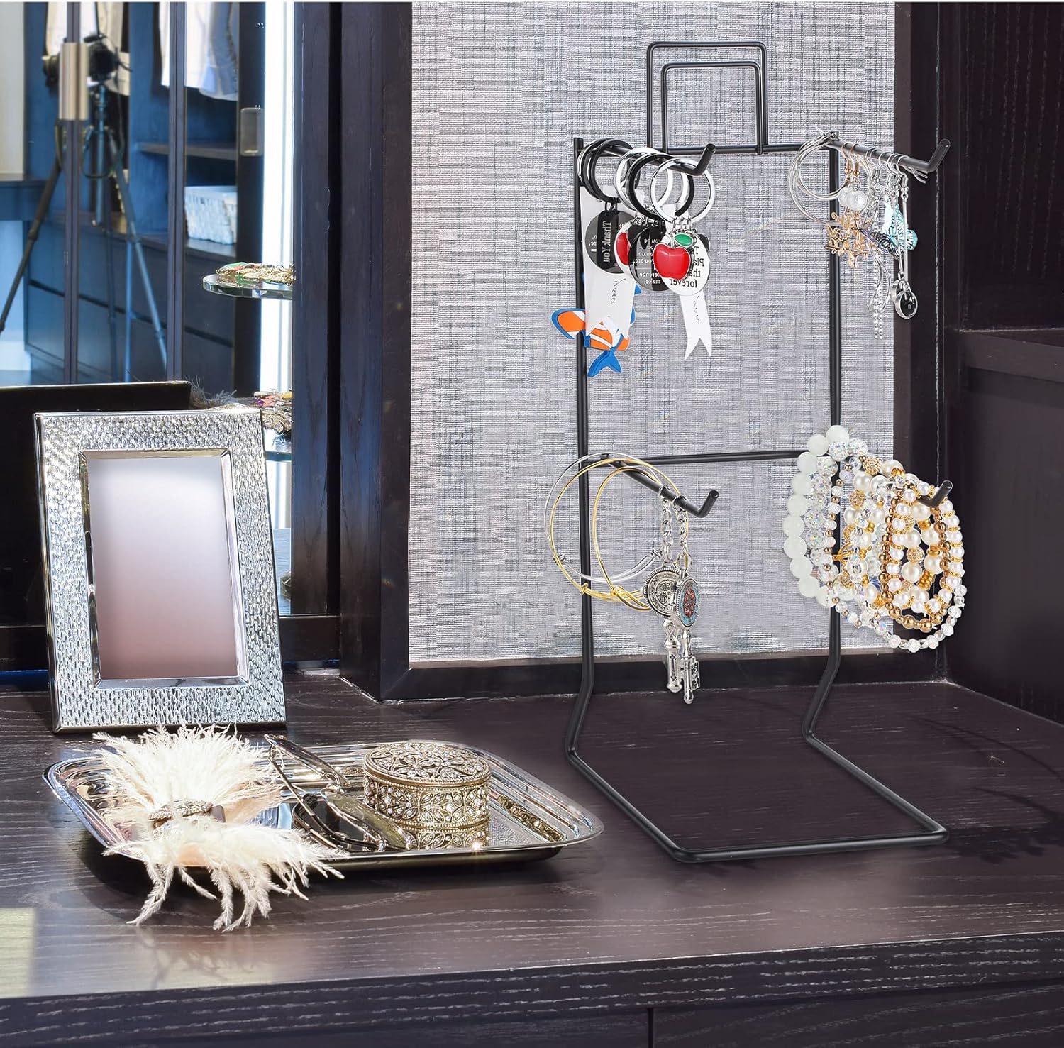 Coume 2 Pcs Metal Jewelry Display Stand for Necklaces Earrings