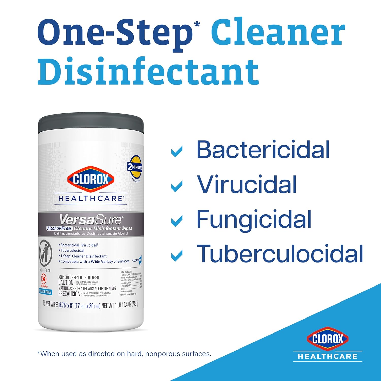Clorox Healthcare VersaSure Cleaner Disinfectant Wipes 150 Count