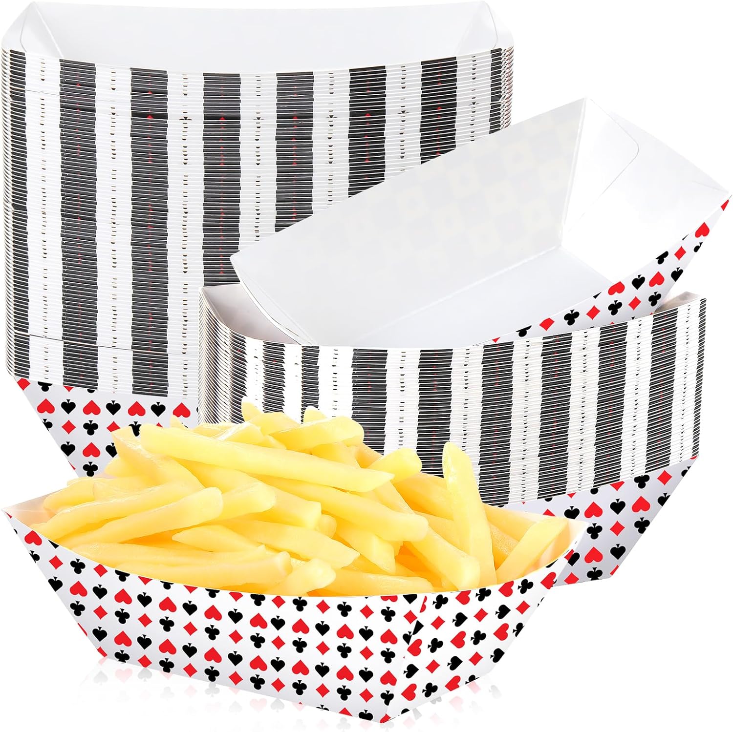 100pcs Casino Theme Paper Food Trays for Parties