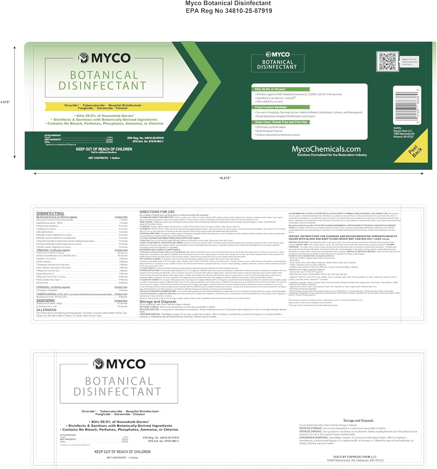 Express Chem Myco Botanical Disinfectant Cleaner - 4 Gallon