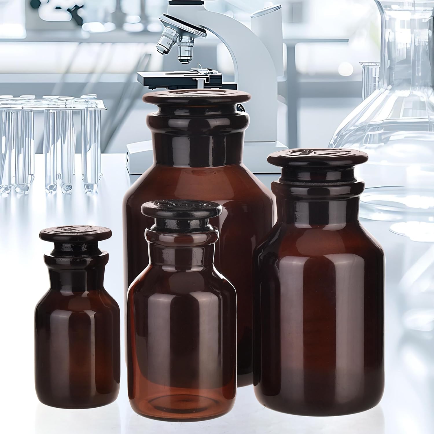 Amber Glass Reagent Bottle With Ground Stopper 125ML