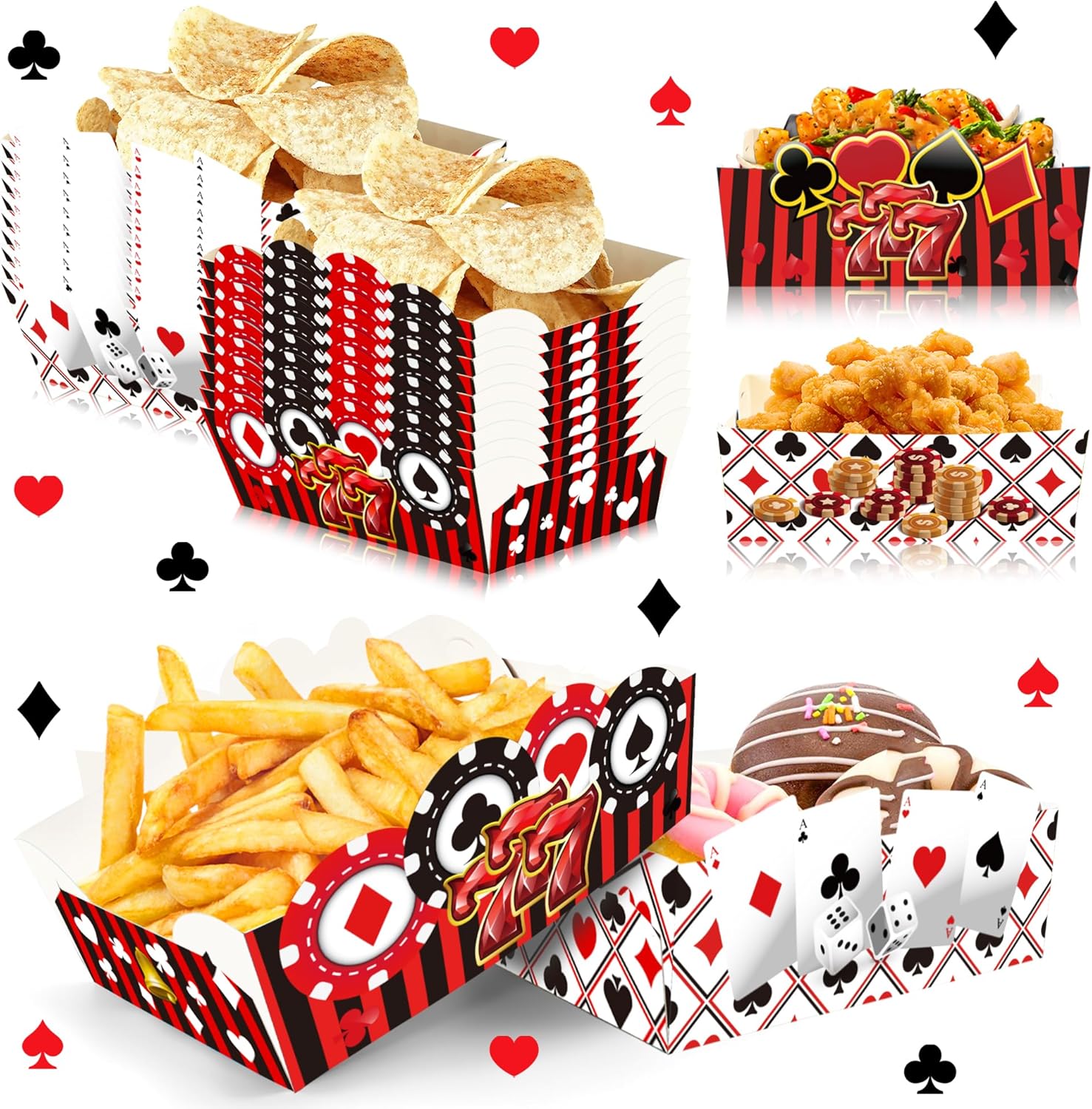 24 Pcs Casino Themed Serving Trays for Parties