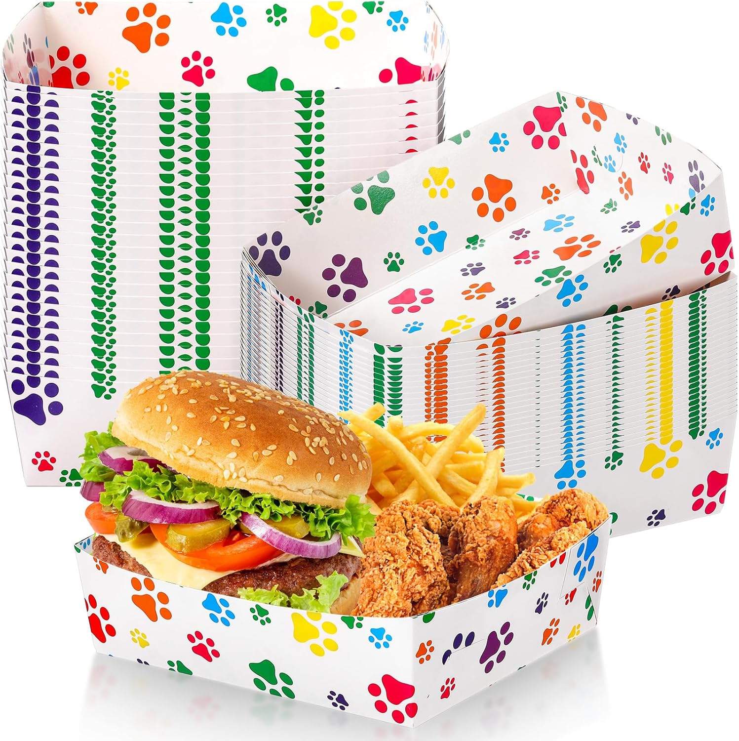 Mifoci 48 Pcs Dog Paw Party Food Trays 5 lb Large