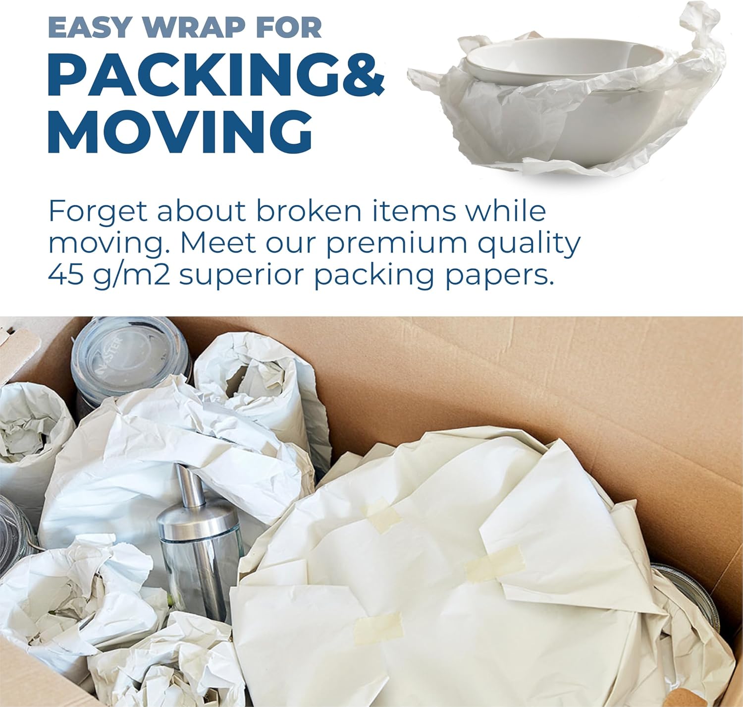 Fabricube 800 Sheets Blank Packing Paper 20 lb Bulk