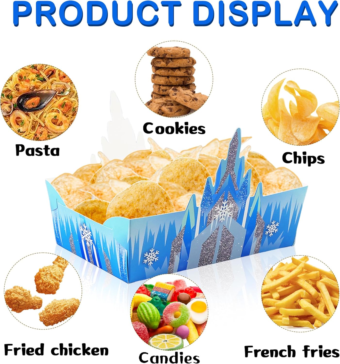 24Pcs Snowflake Paper Food Trays for Winter Wonderland Parties