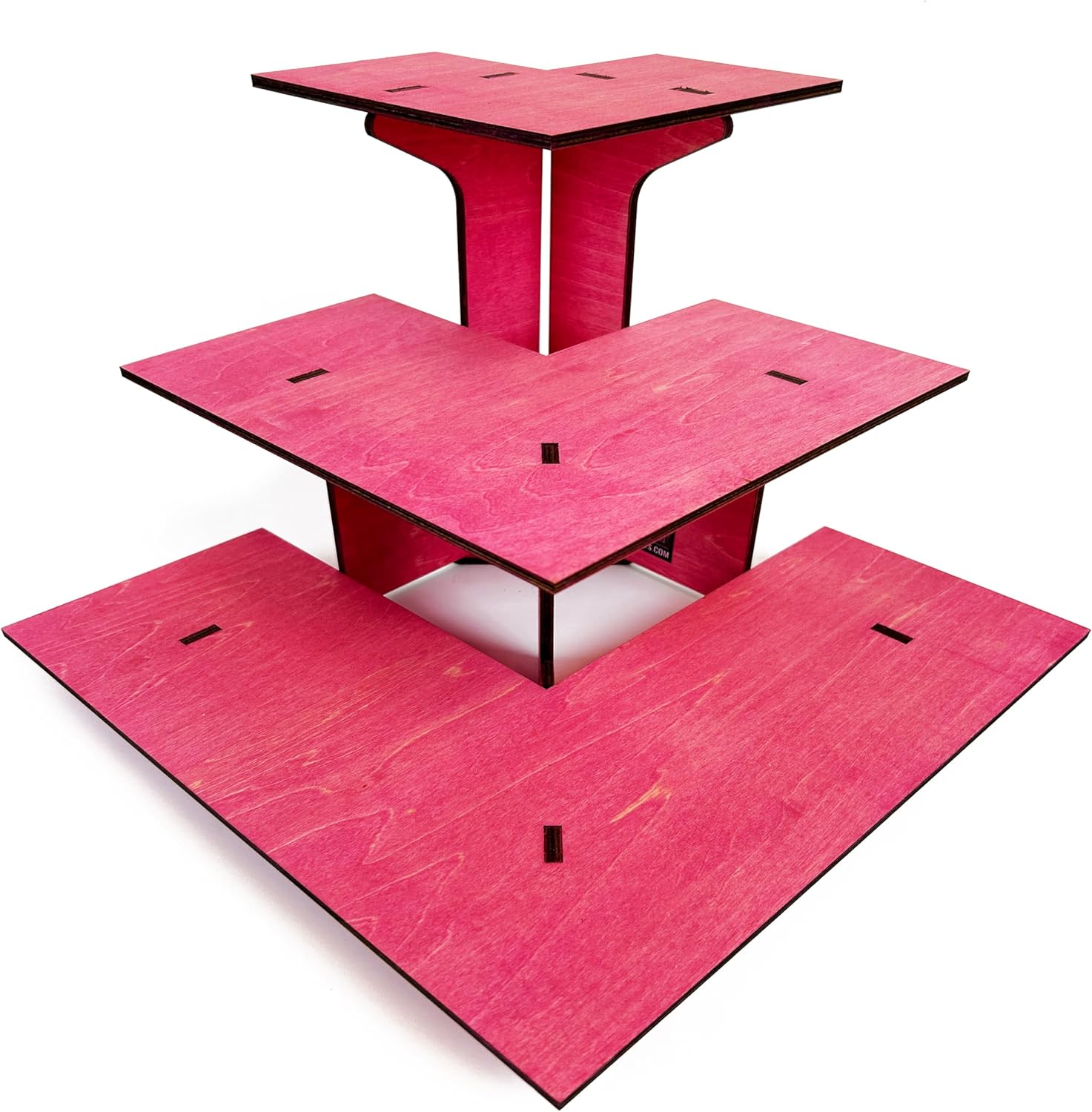 3-Tier Corner Retail Table Display Stand with Shelves Pink