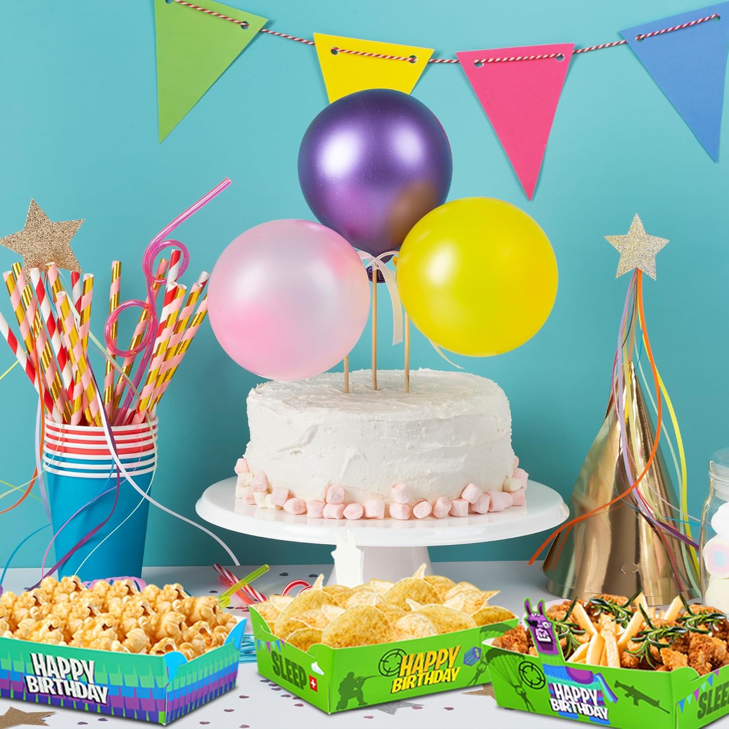 24pcs Llama Game Birthday Food Trays Set