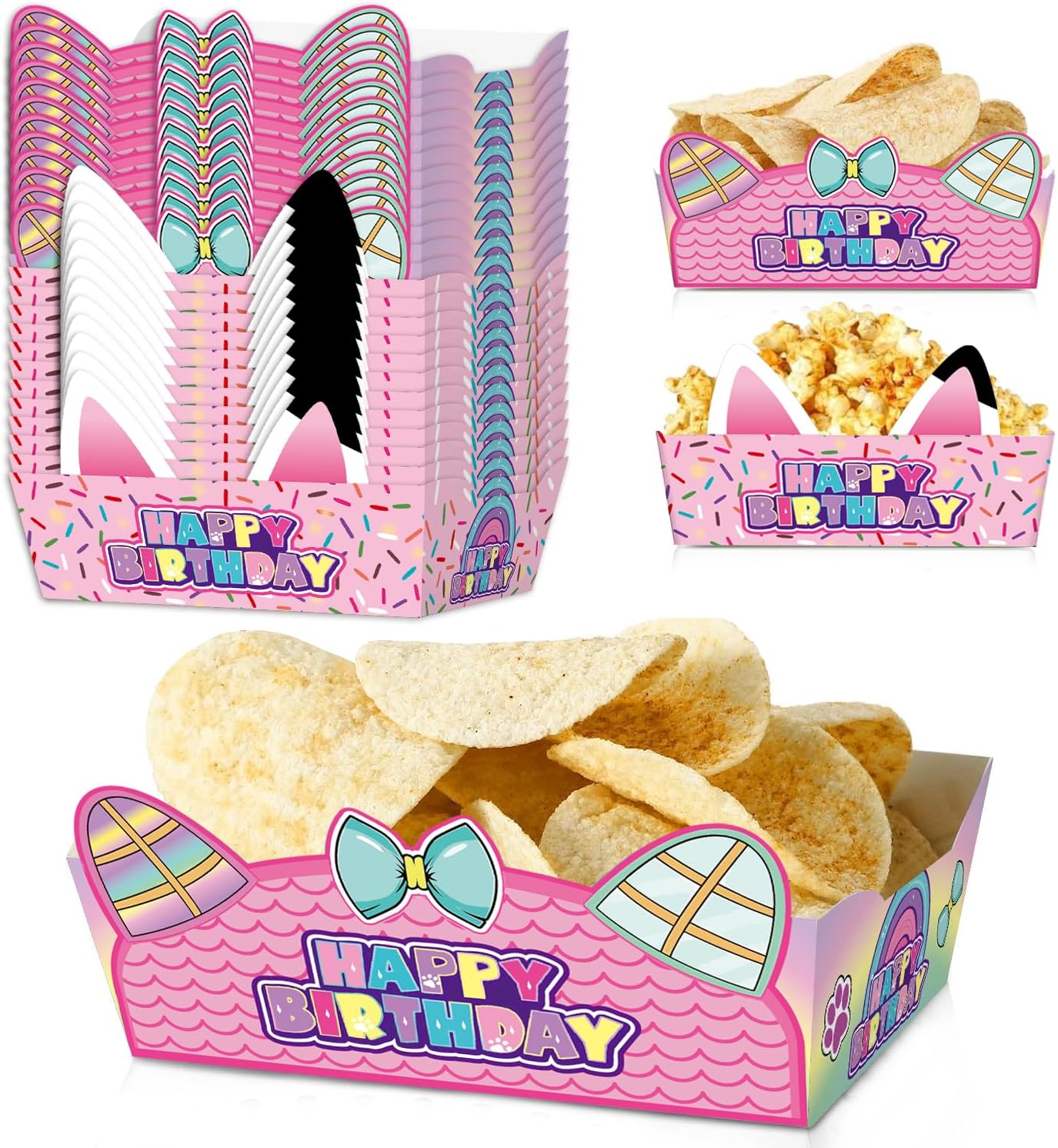 24Pcs Cartoon Paper Food Serving Trays for Birthday Decorations
