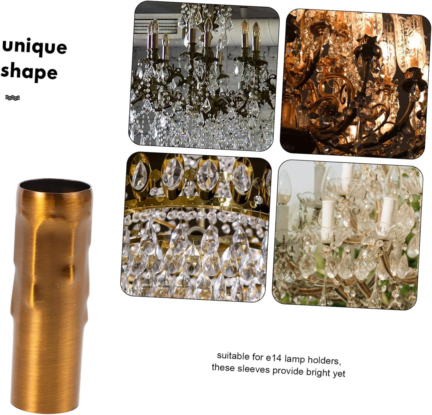 WHAMVOX E14 Lamp Holder Candle Light Sleeve 6pc Vintage Crystal Chandelier Accessory