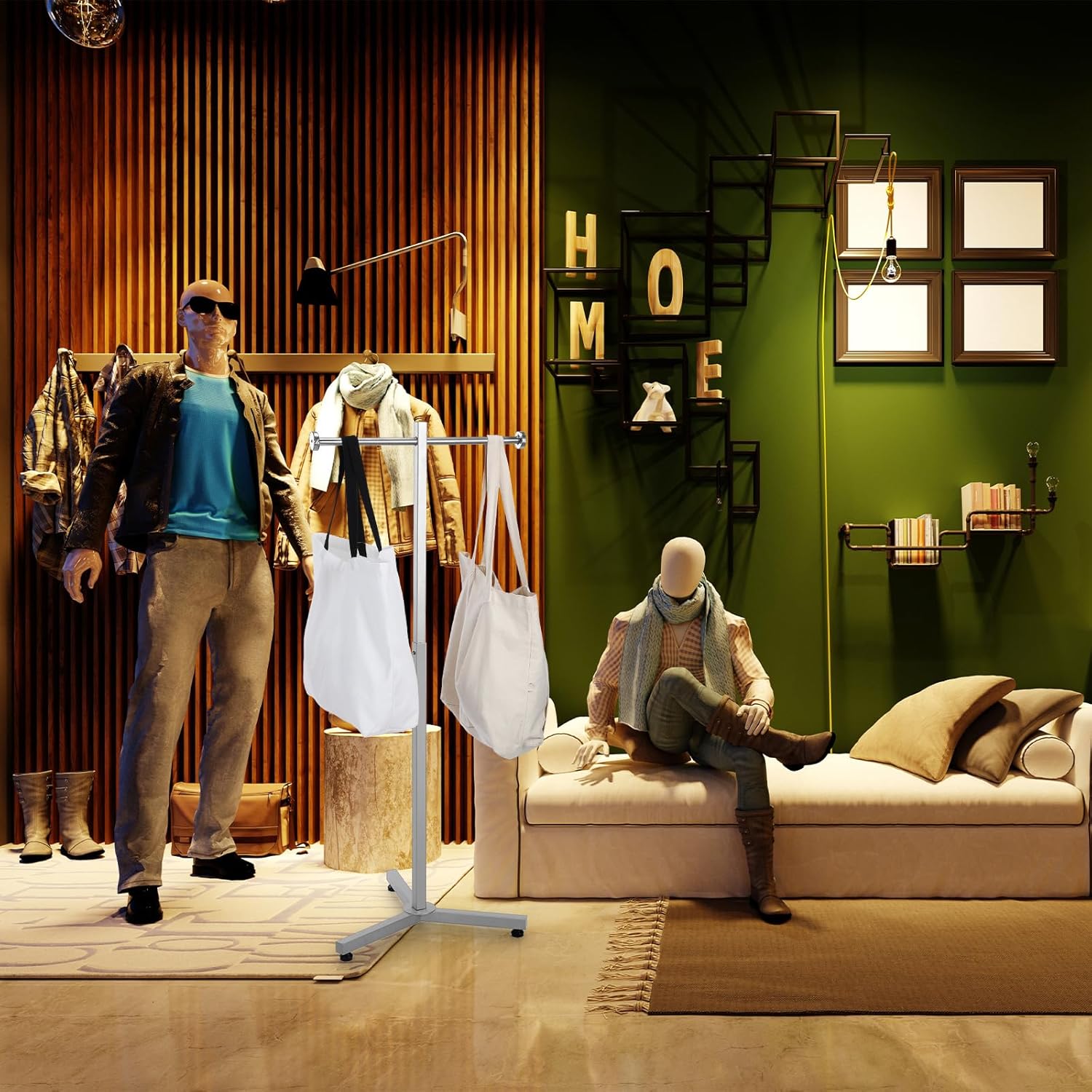 Blulu 2 Pcs Heavy Duty Adjustable Shopping Bag Rack Metal Stand Chrome Silver 45 Inch