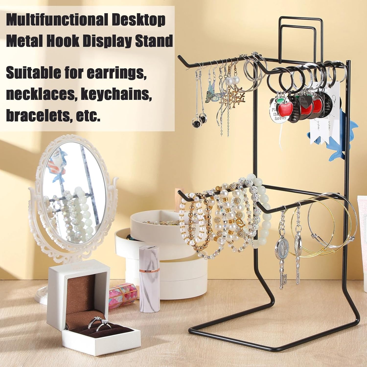 Coume 2 Pcs Metal Jewelry Display Stand for Necklaces Earrings