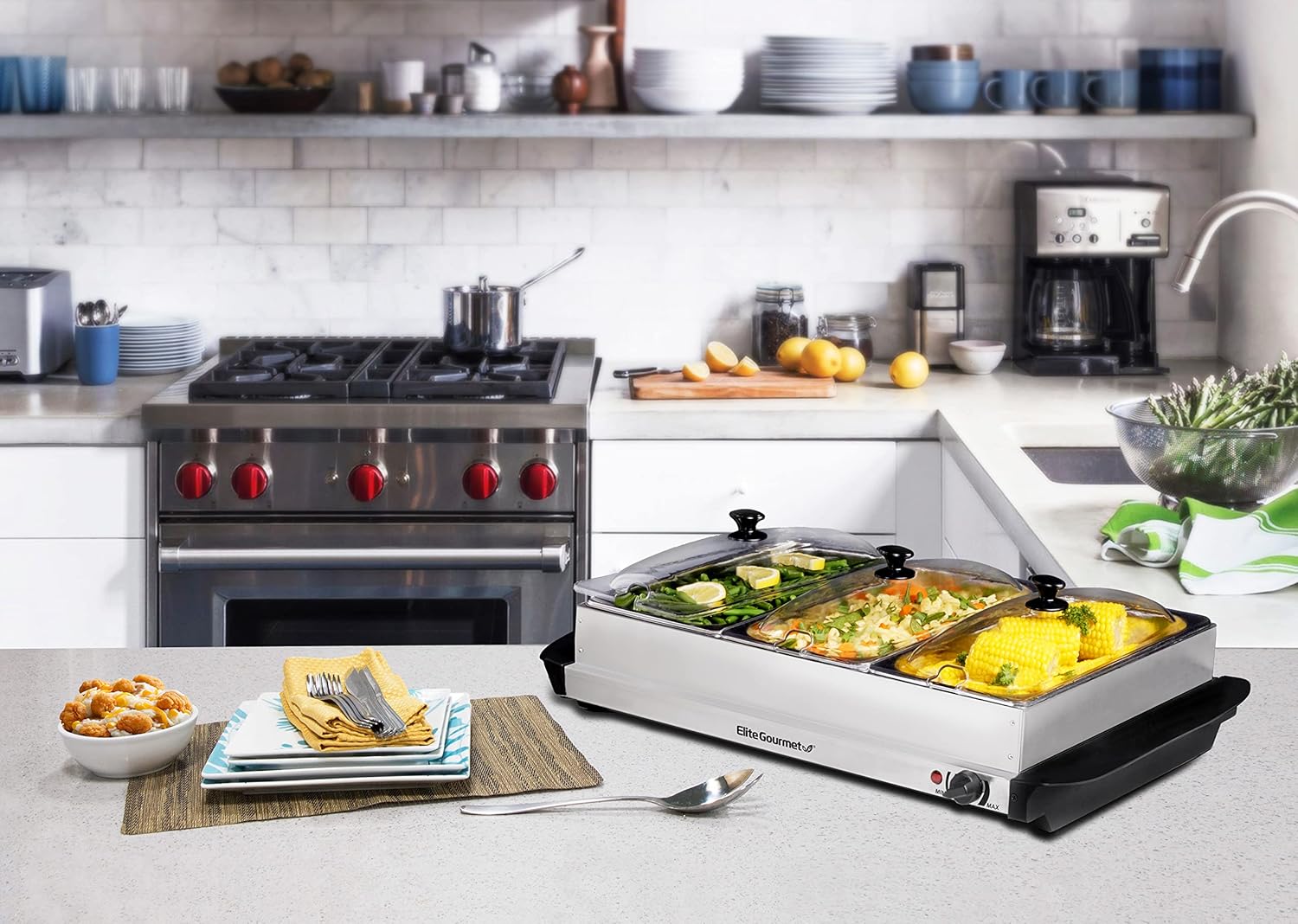 Elite Gourmet EWM-6171 Triple 25 Qt Trays Food Warmer