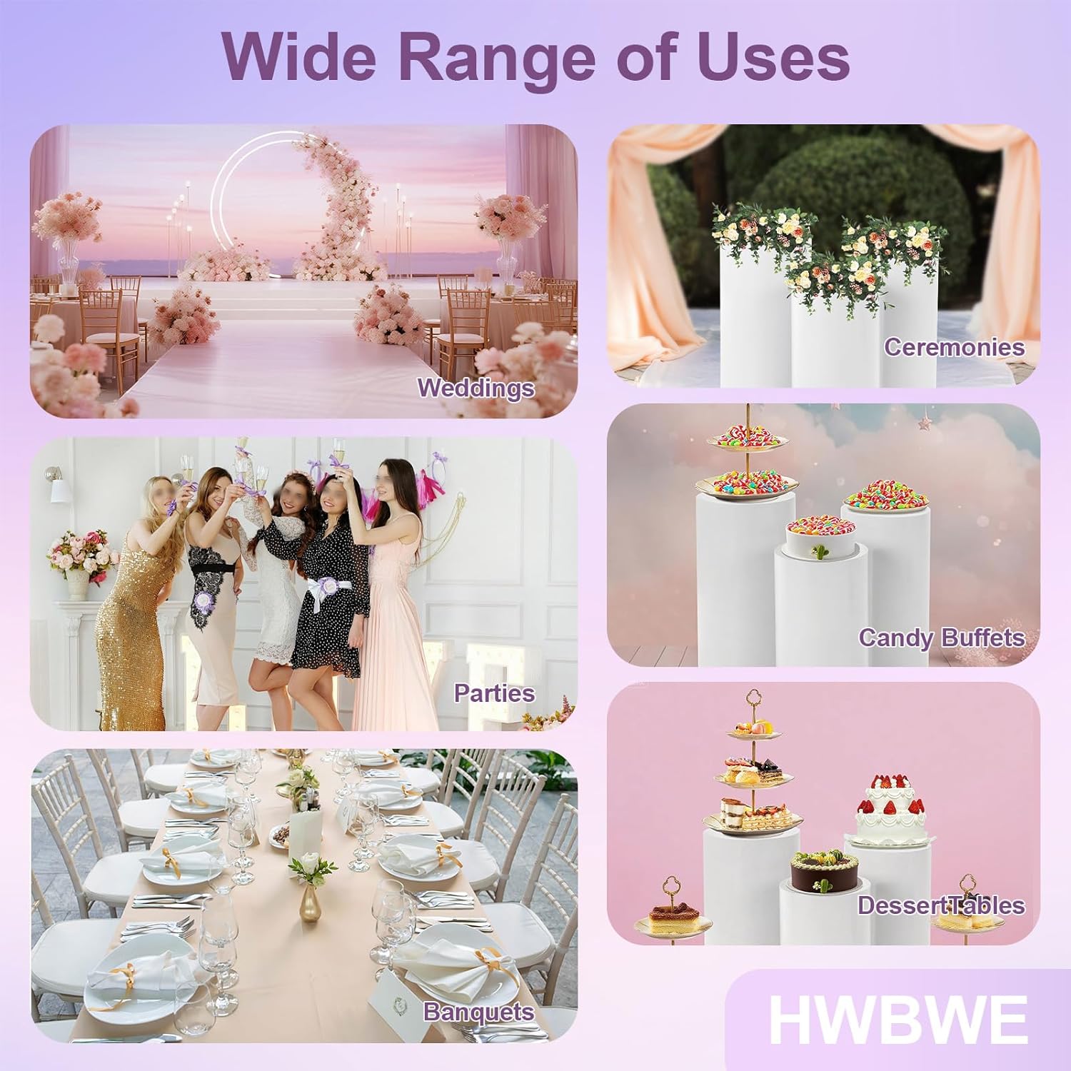 3 Pcs Cylinder Stands for Party Decor and Cake Displays