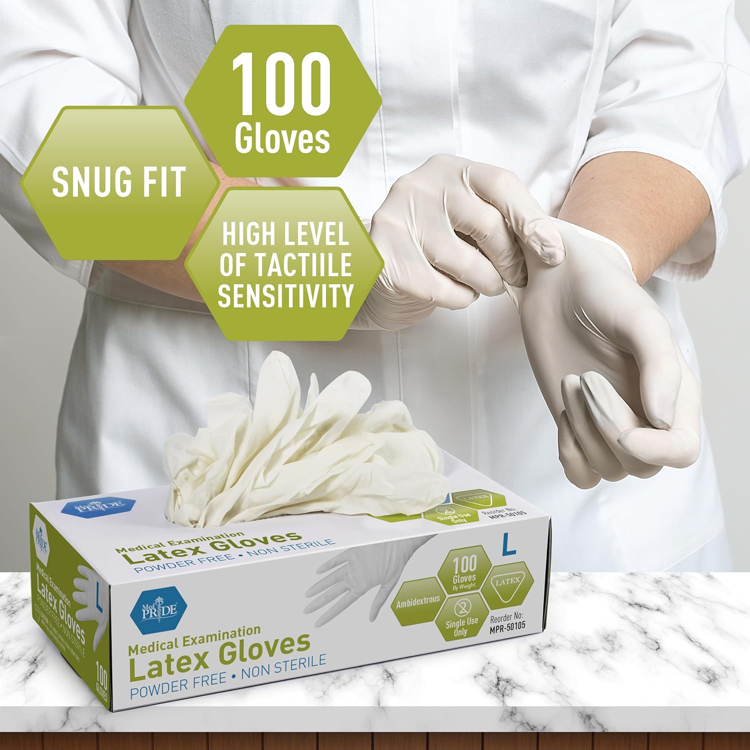 MED PRIDE 100-Count Powder-Free Exam Gloves