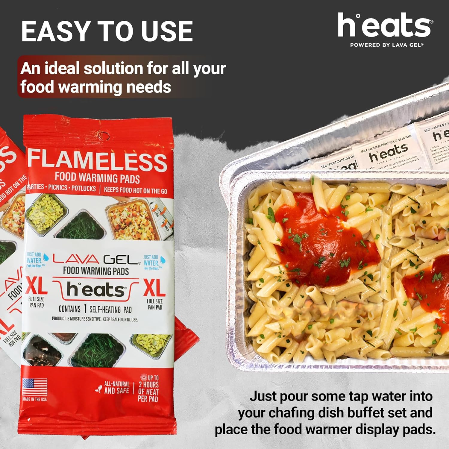 Flameless Food Warming Pads 6 Pack - Safe and Reusable Buffet Warmers
