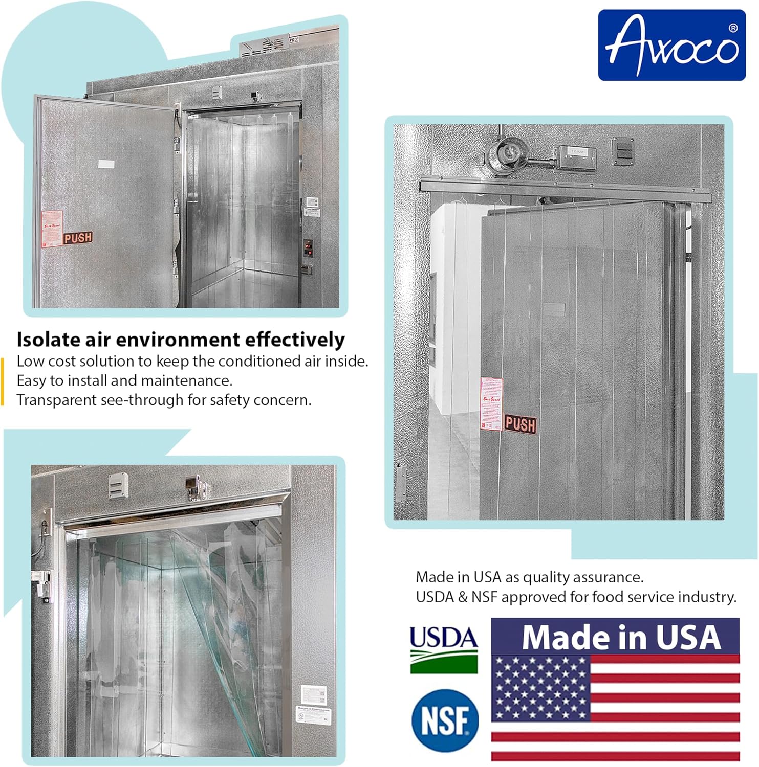Awoco 38 x 84 Inch Vinyl Strip Curtain Kit