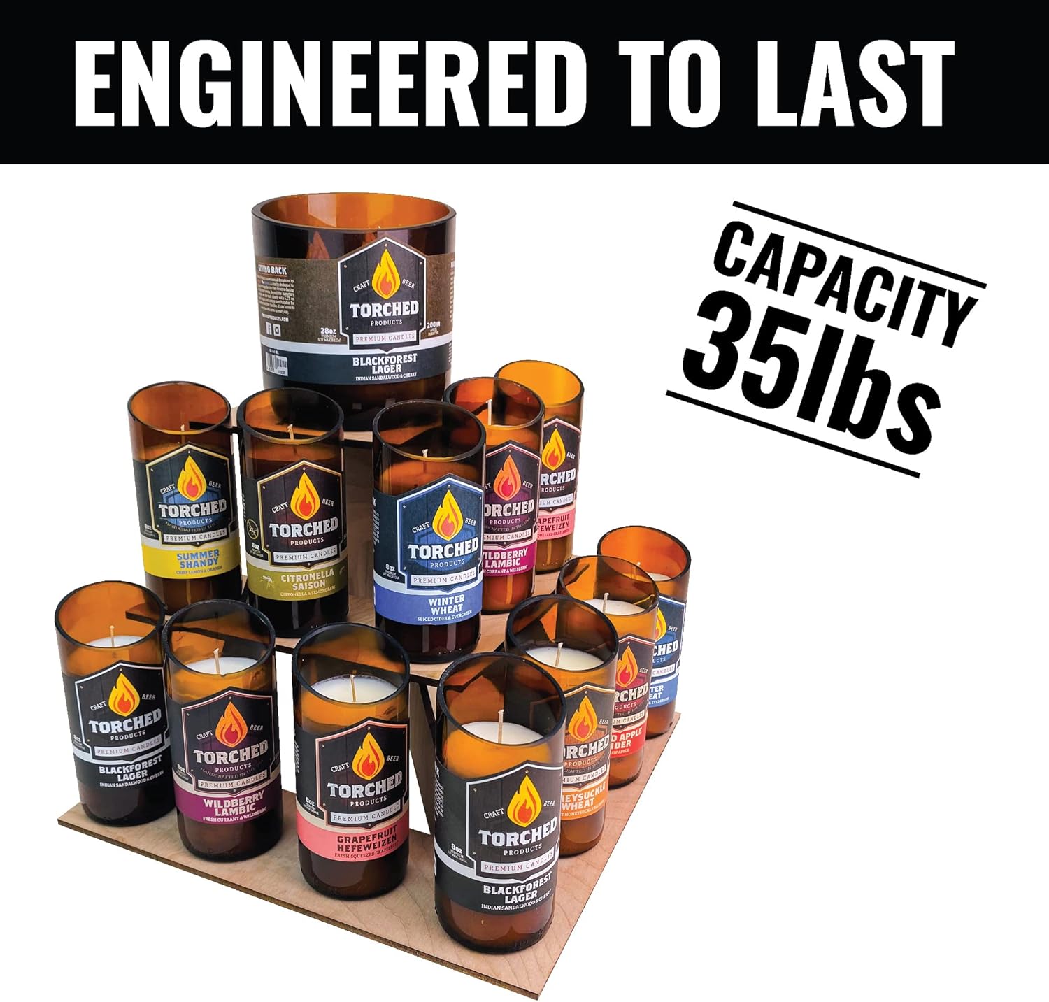 Torched 3-Tier Corner Display Stand with Shelves