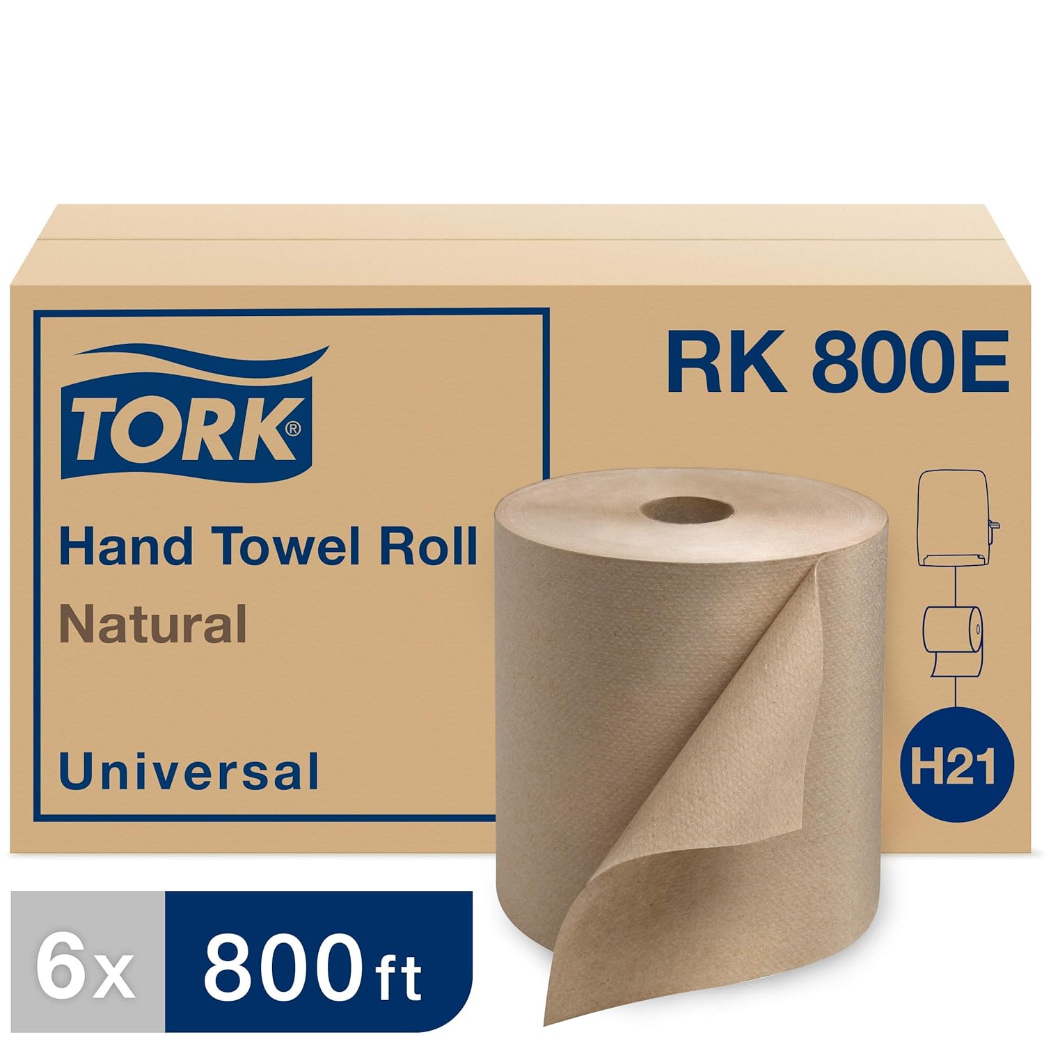 Tork Paper Towel Dispenser H21 and 6 Rolls Natural Paper Towels