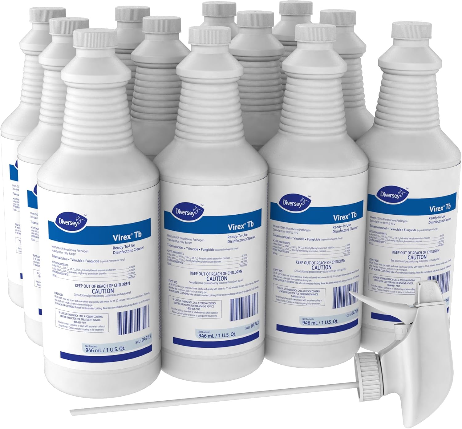 Virex Diversey Tb 04743 Disinfectant Cleaner 32 Oz Pack of 12