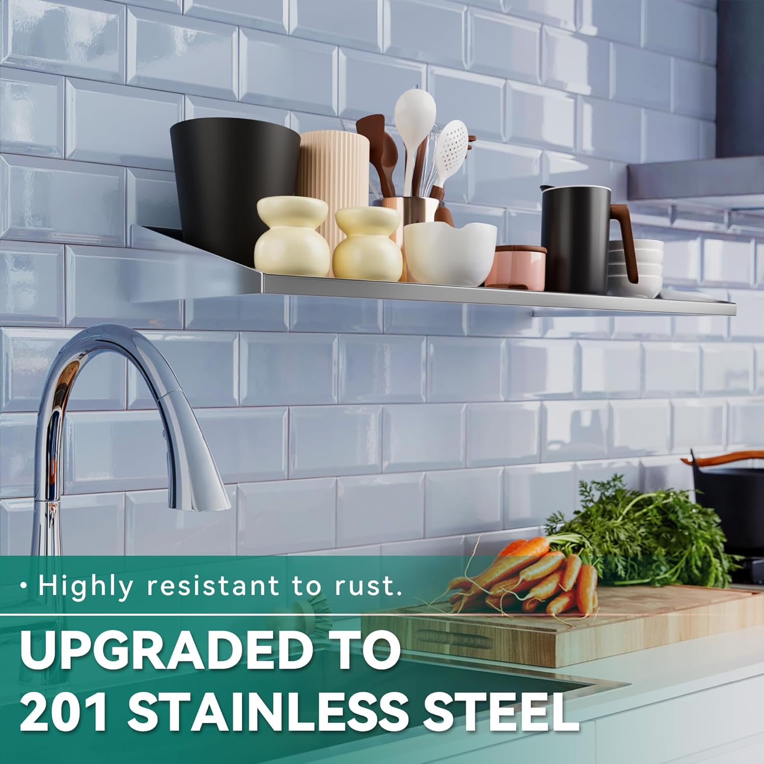 YitaHome 12x36 Inch Stainless Steel Wall Mount Shelf