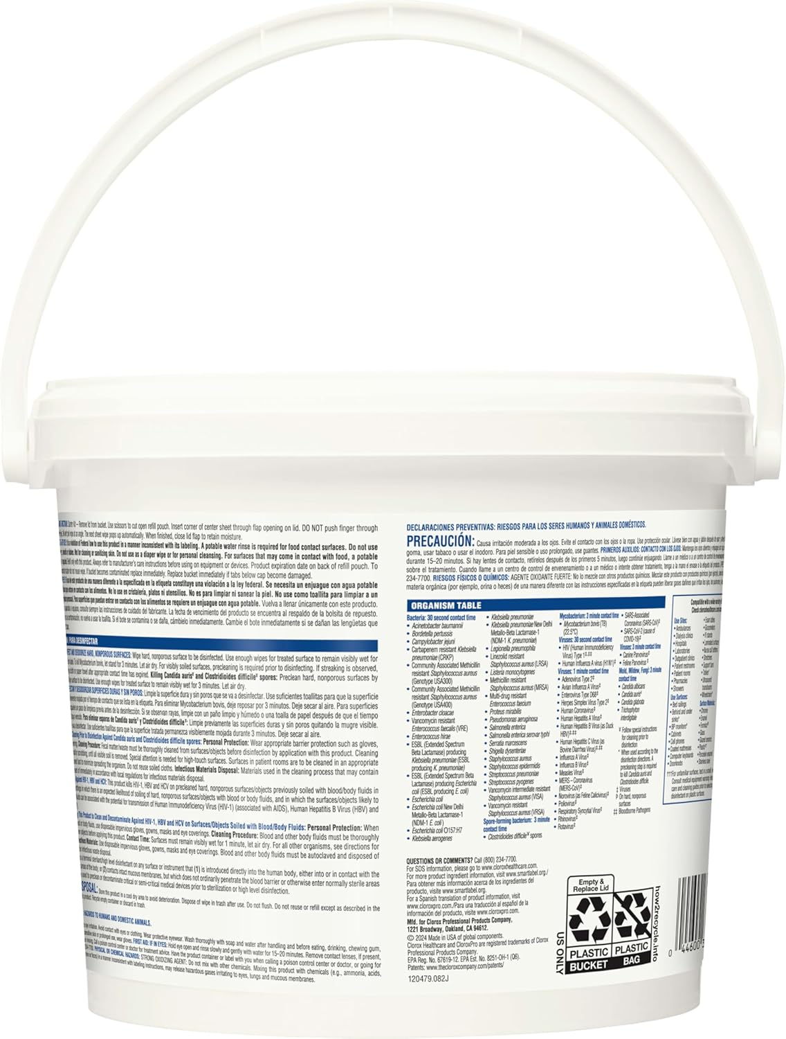 Clorox Healthcare Bleach Germicidal Wipes 110 Count Bucket