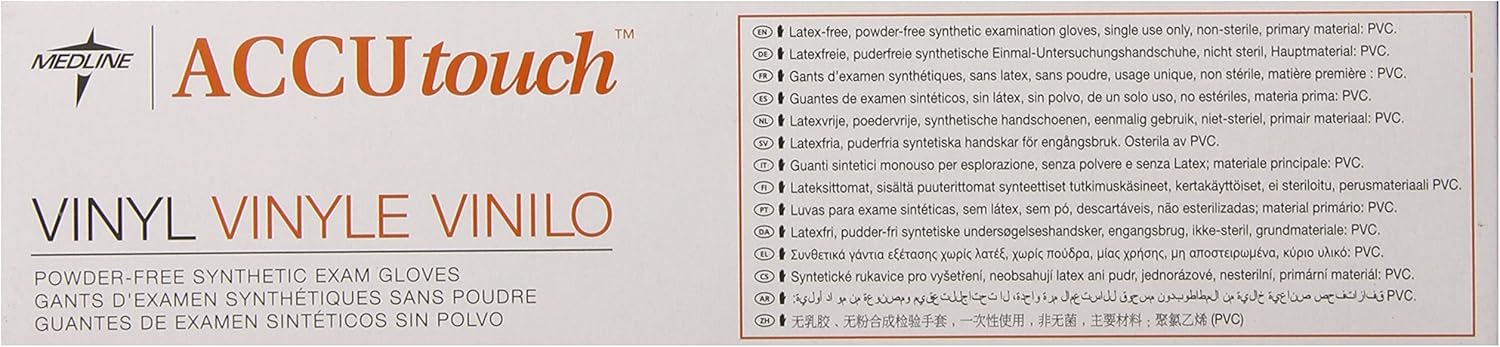 Medline Accutouch Synthetic Exam Gloves Clear 100 Count
