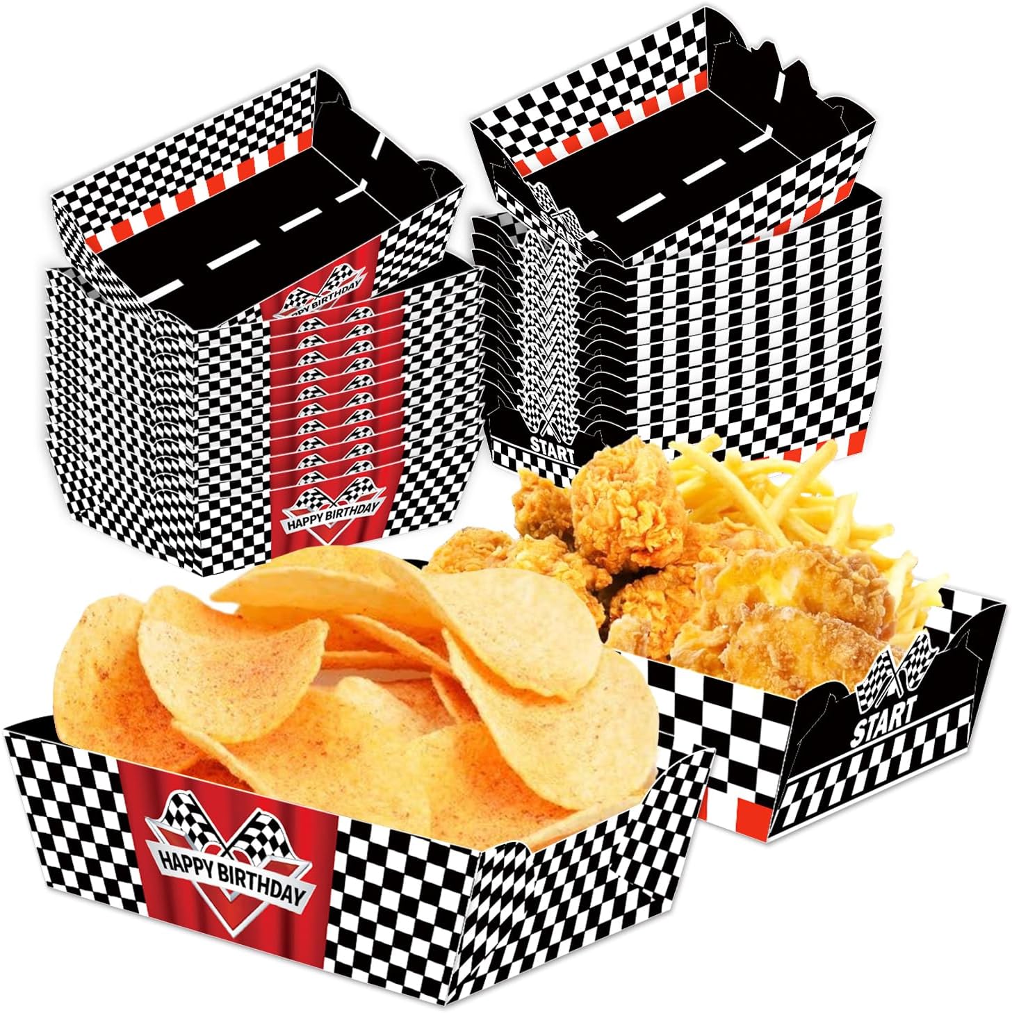 24 Pcs Racing Car Theme Food Trays for Kids Birthday Party