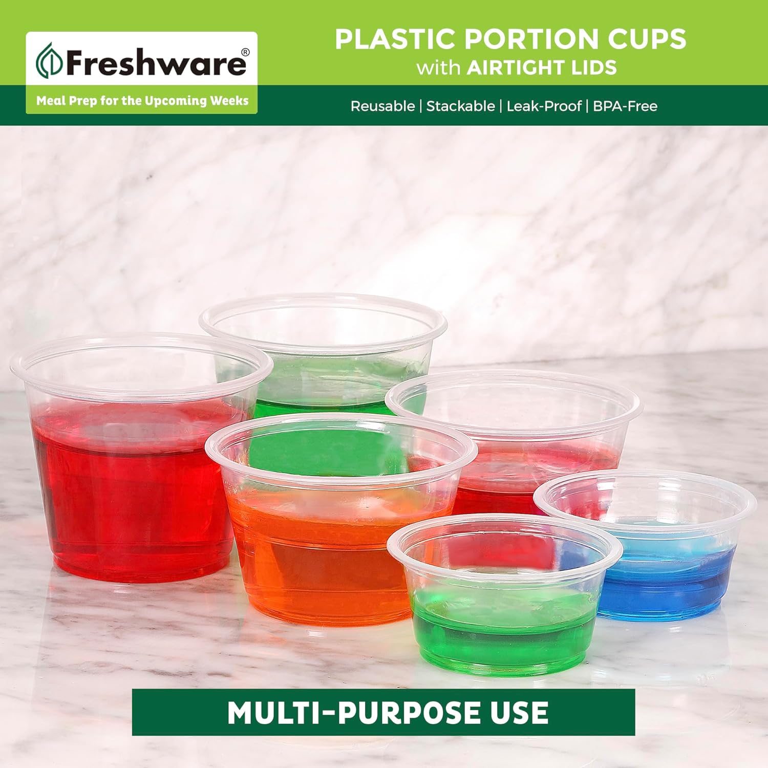 Freshware 2 Ounce Portion Cups with Lids 100 Sets