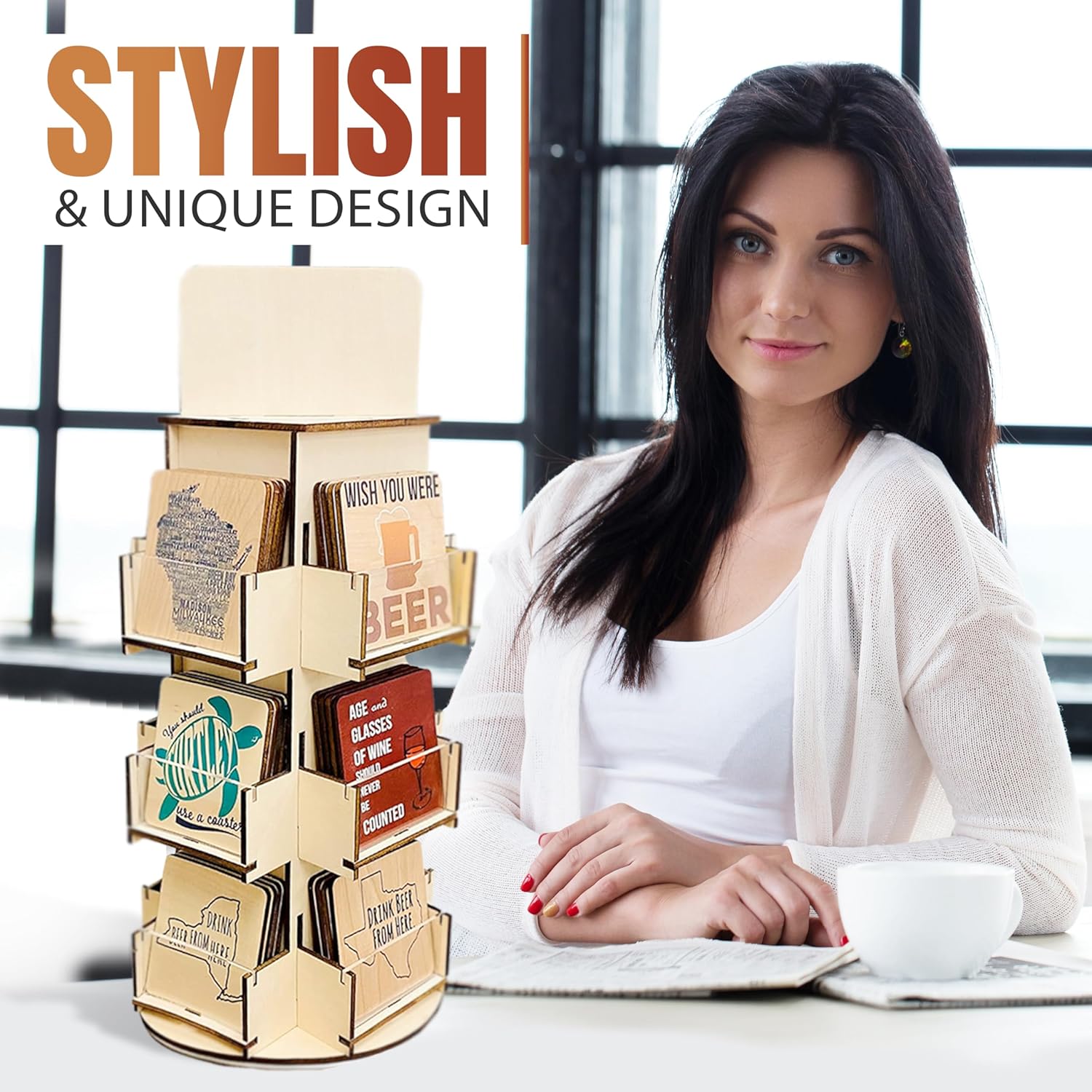 3 Tier Rotating Display Stand with 4-Sided Base