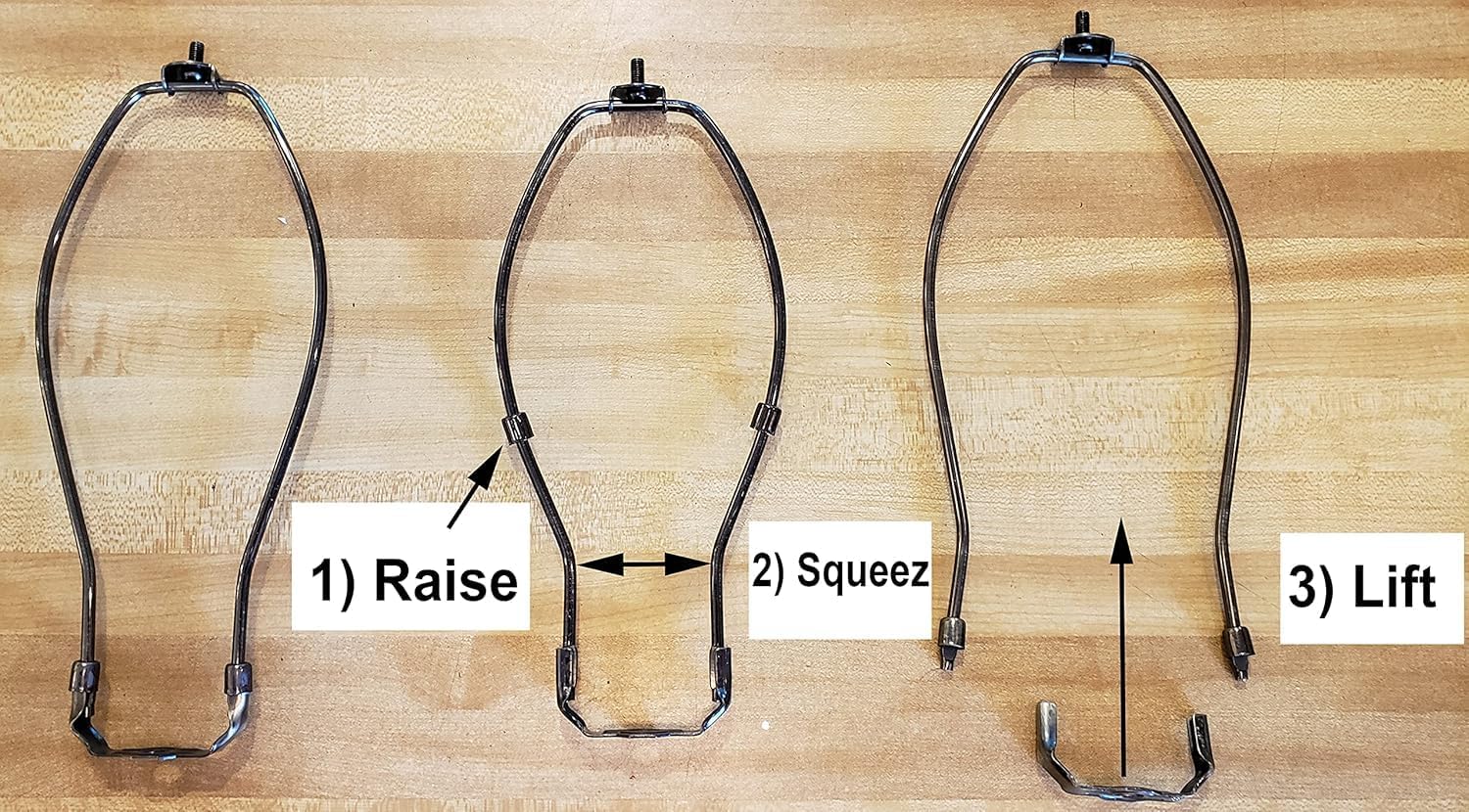 15 Inch Heavy Duty Lamp Harp Holder with Brass Plated Steel Finish