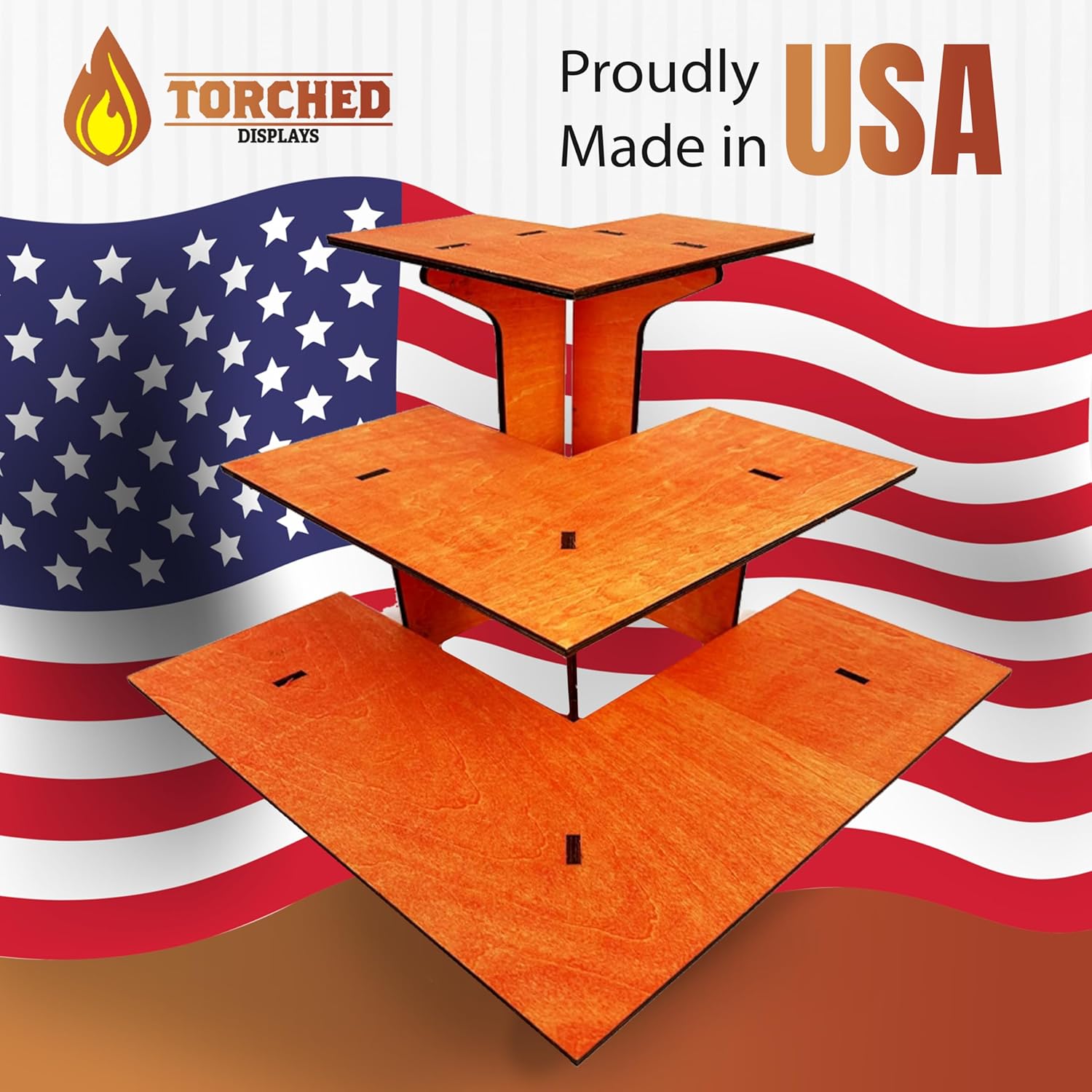 3-Tier Corner Retail Display Stand with Shelves Orange