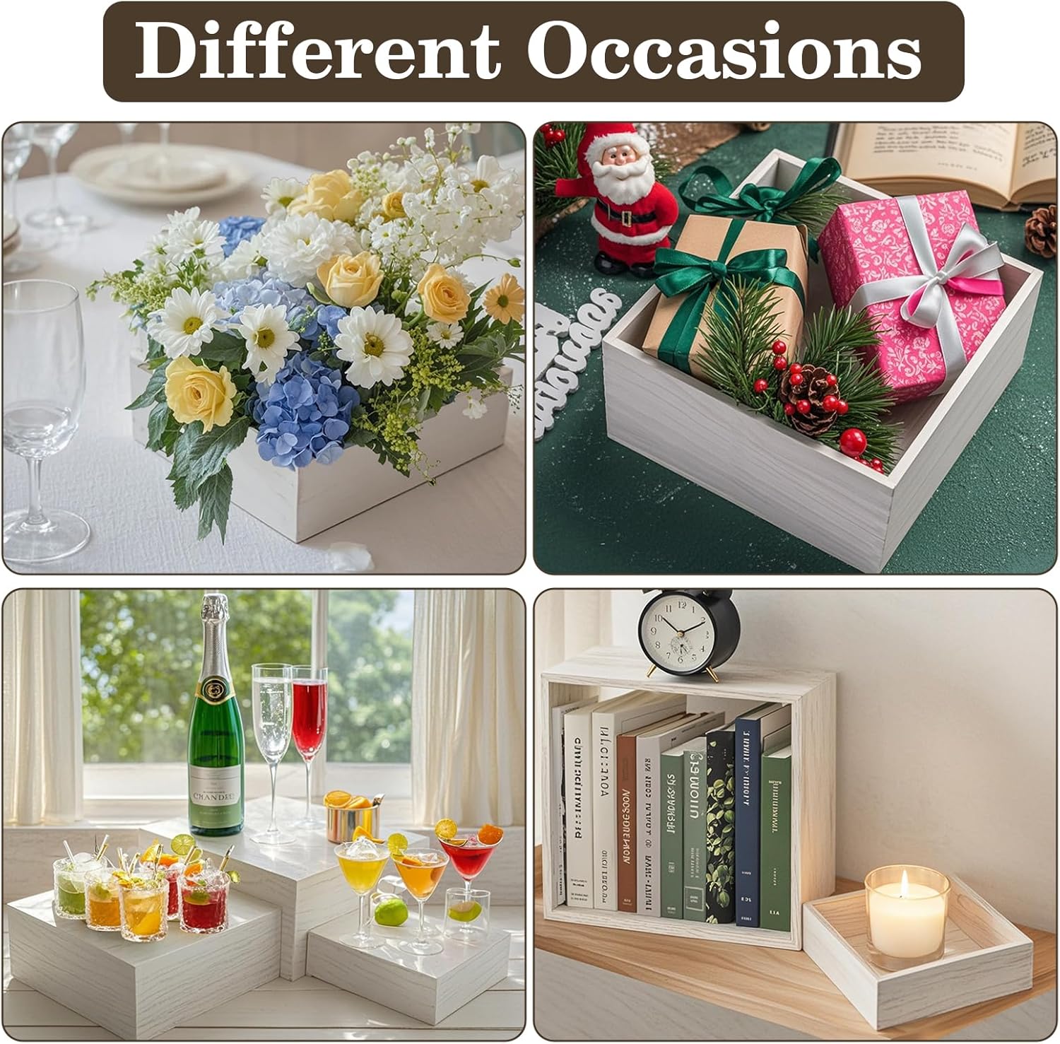 4 Pcs Wood Buffet Risers for Party Display