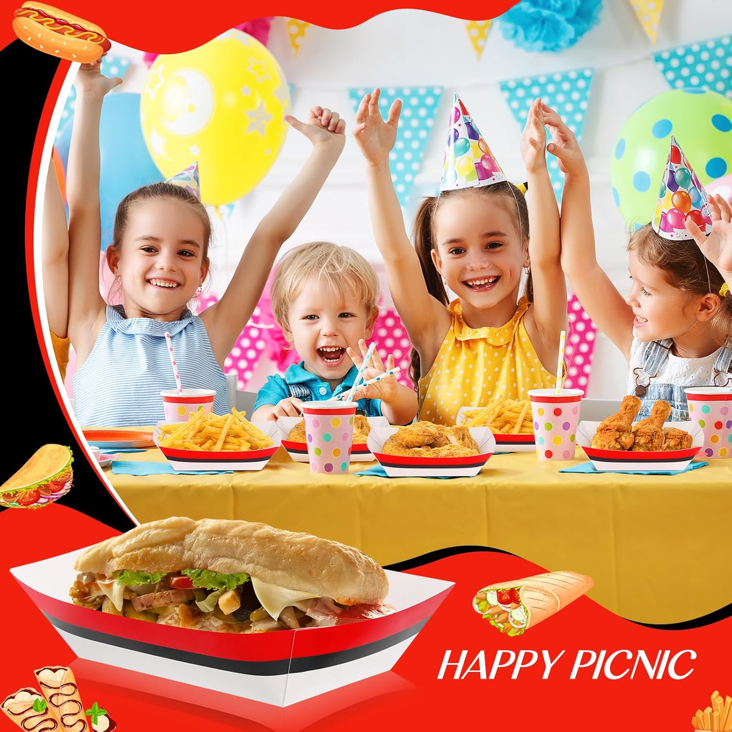 Baderke 100 Pcs Disposable Food Trays for Parties