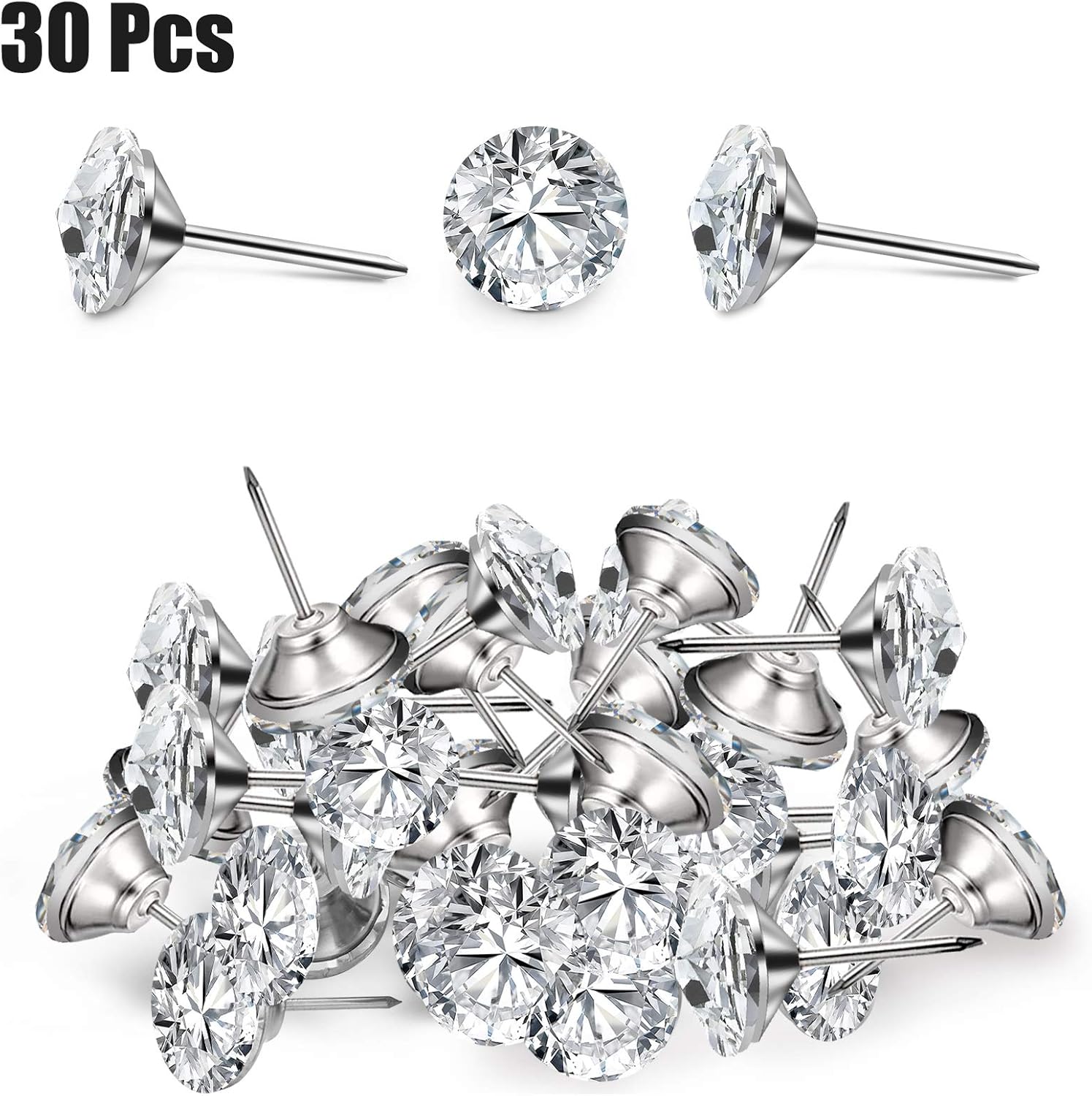 30 Piece Crystal Upholstery Tacks for Furniture Decorations