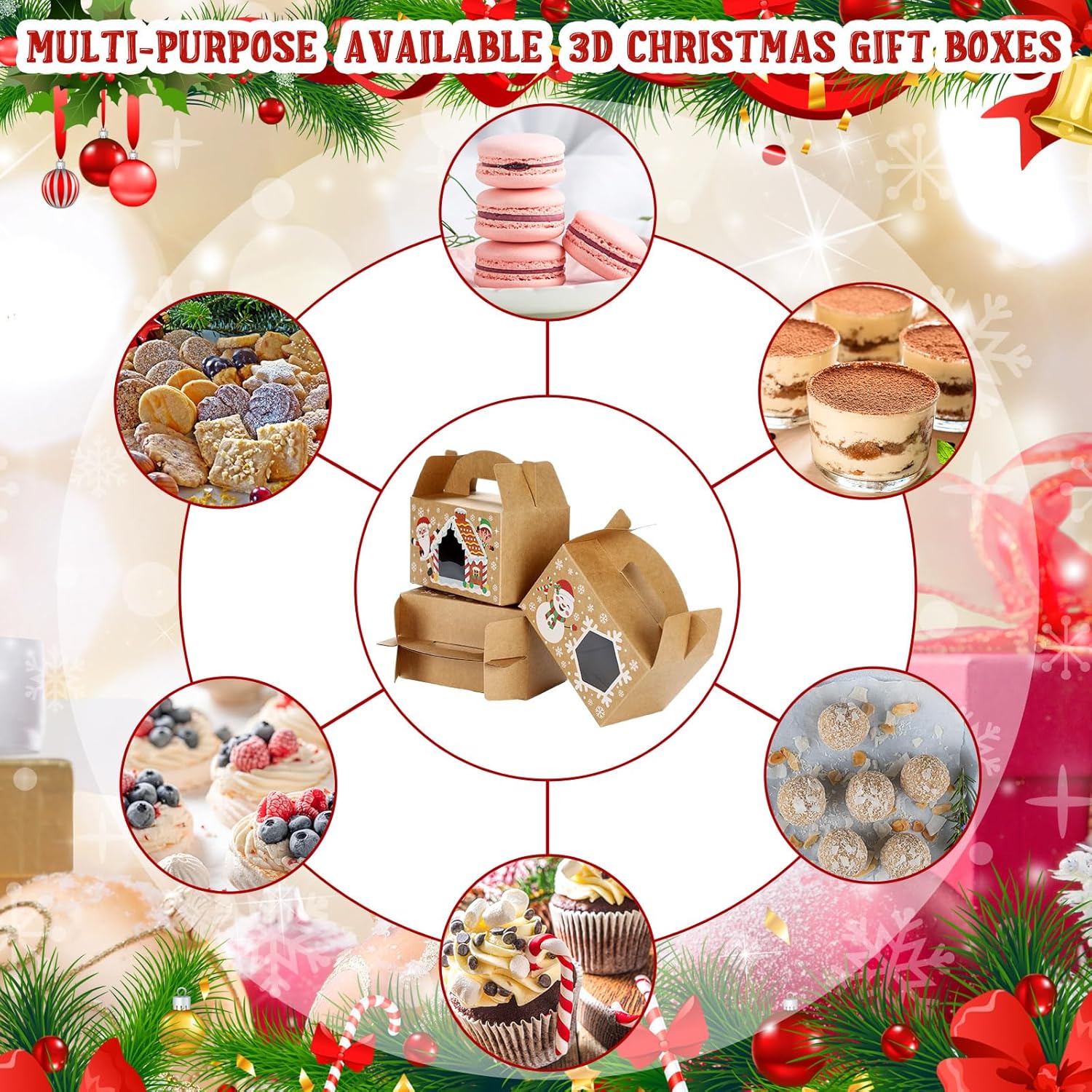 Fulmoon 24 Pcs Christmas Gift Boxes with Window