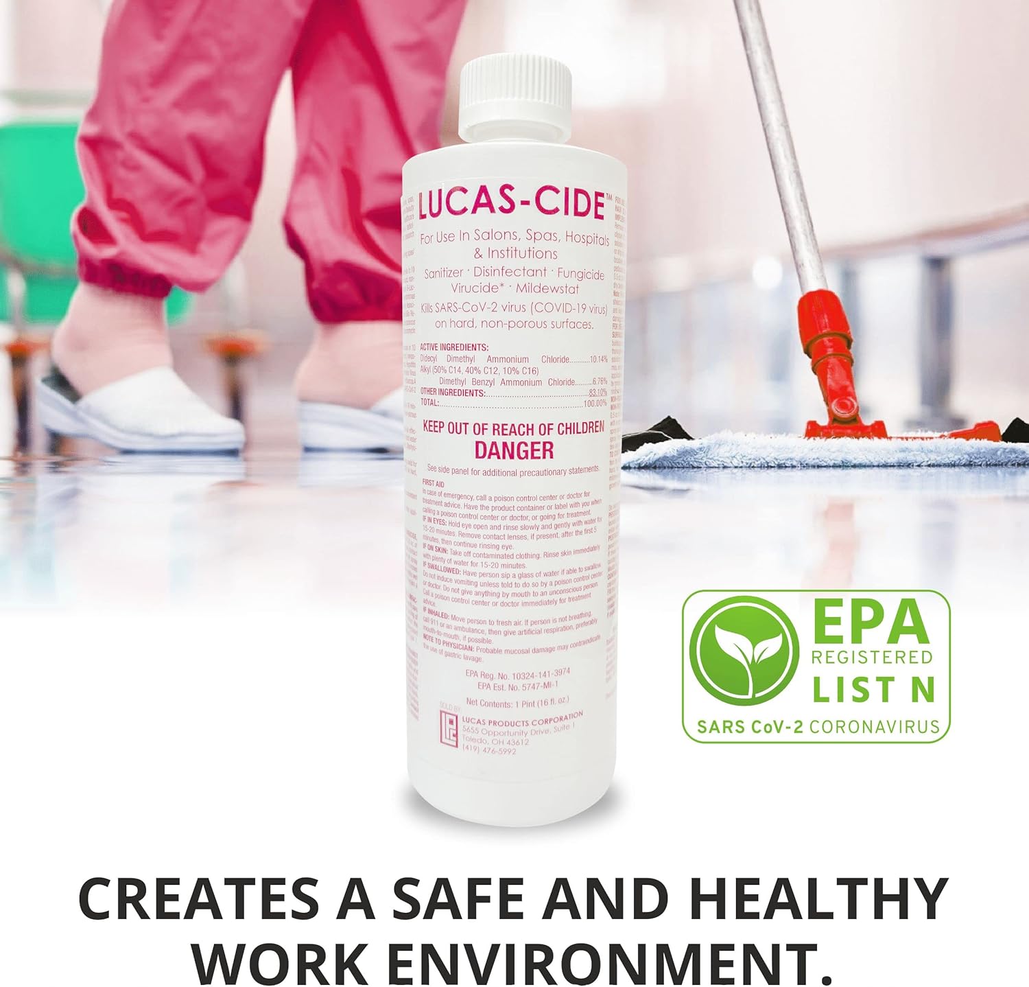 LUCAS-CIDE Pink Disinfectant Surface Sanitizer 16 oz