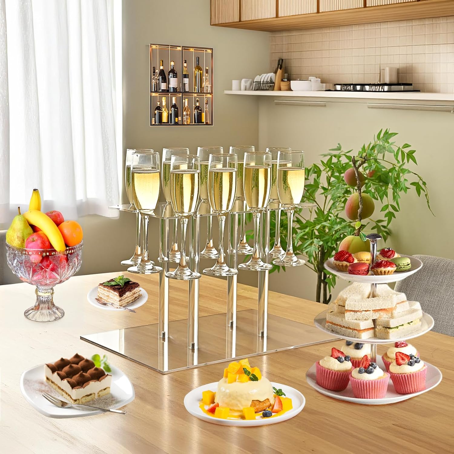 Laumffon Champagne Tower Display Stand 32 Slots 3 Tier