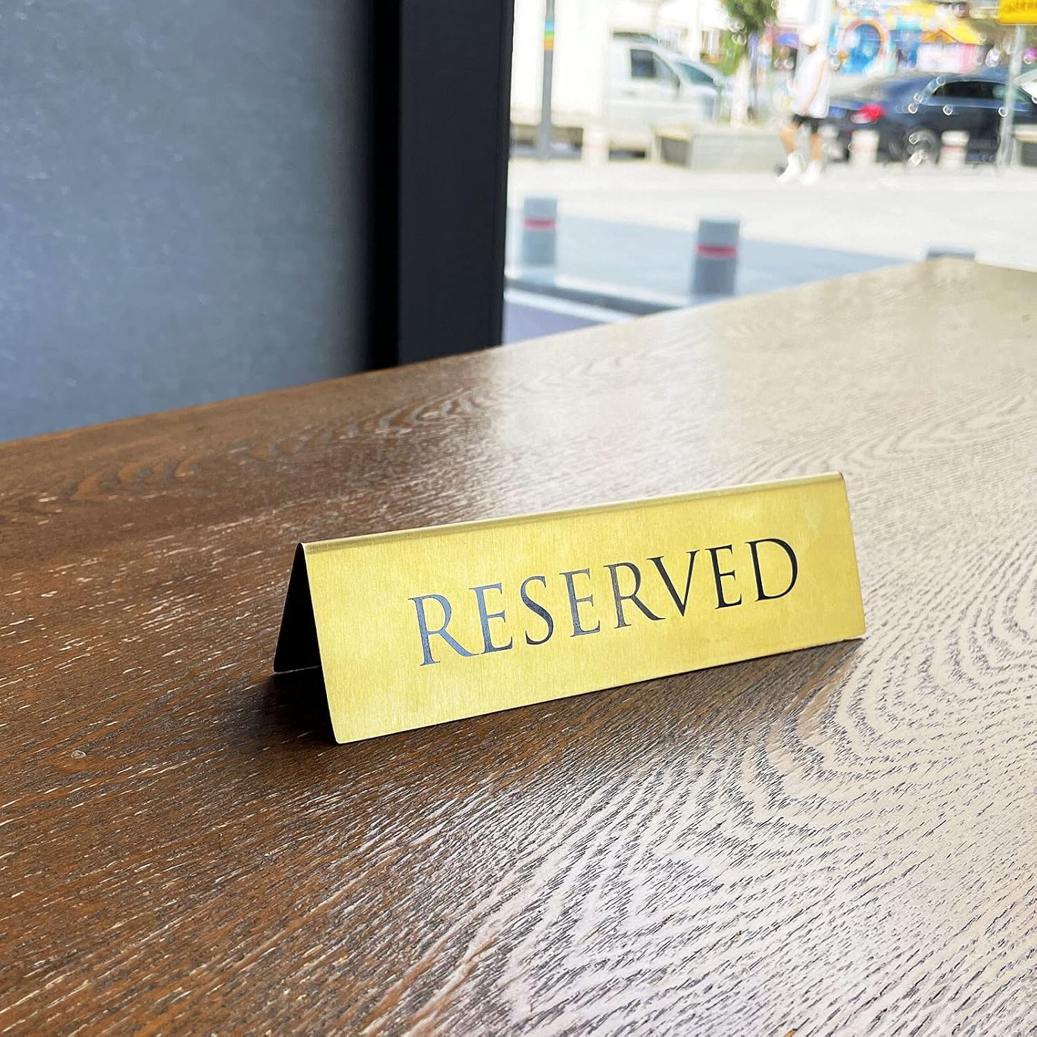 Golden Metal Table Top Reserved Sign Pack of 6