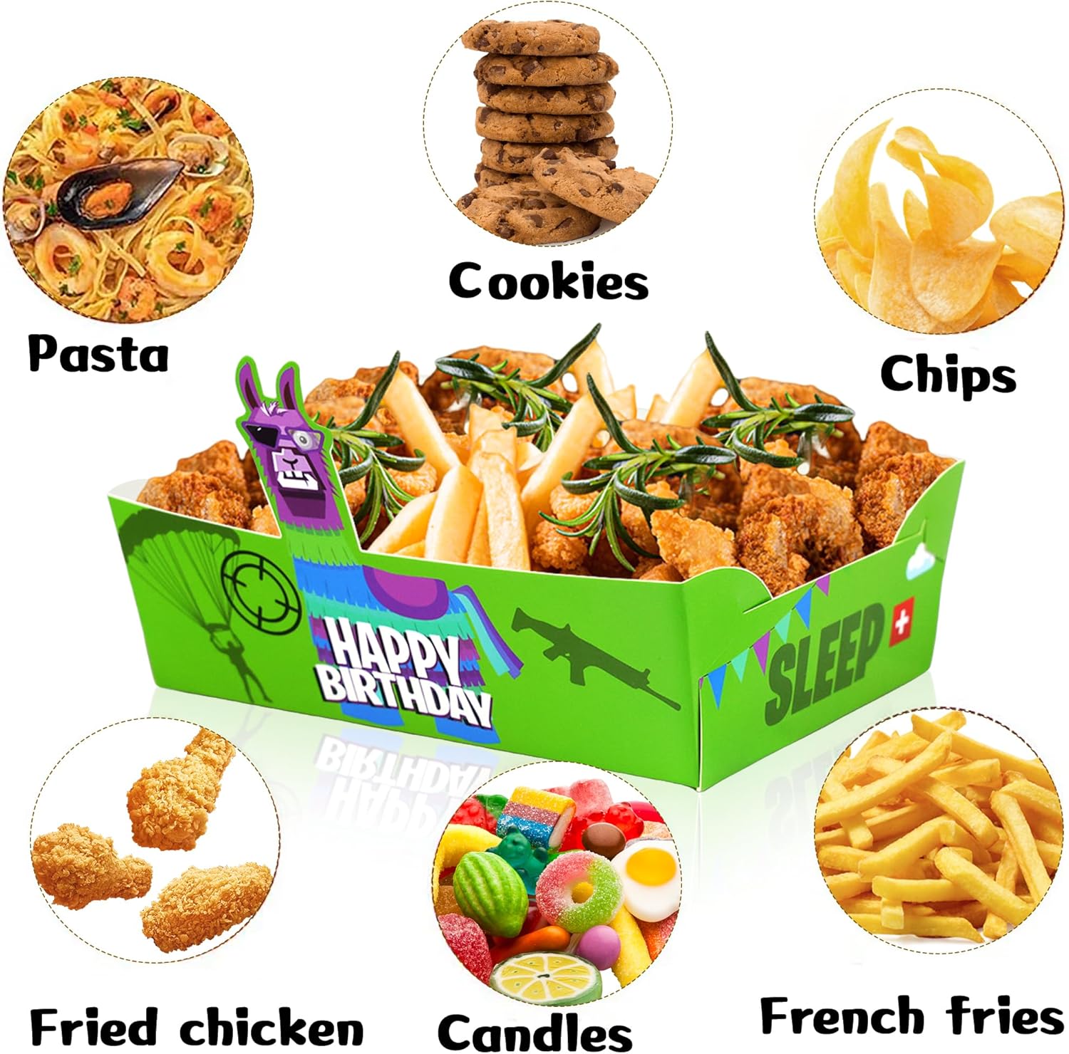 24pcs Llama Game Birthday Food Trays Set