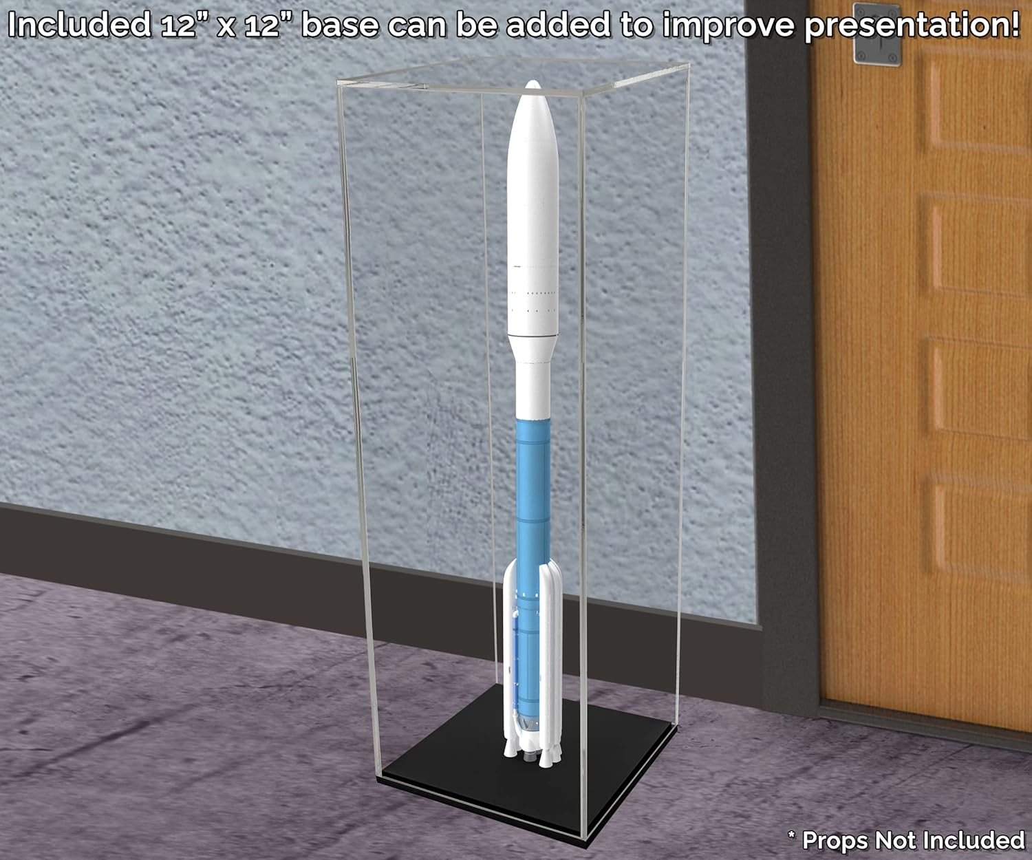 Marketing Holders Acrylic Display Riser Box 12x12x32 Clear Cube with Black Base