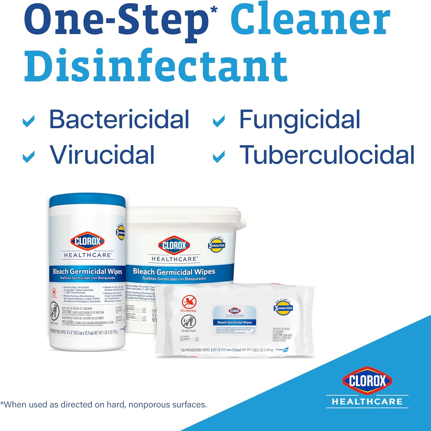 Clorox Healthcare Bleach Germicidal Wipes 110 Count Bucket