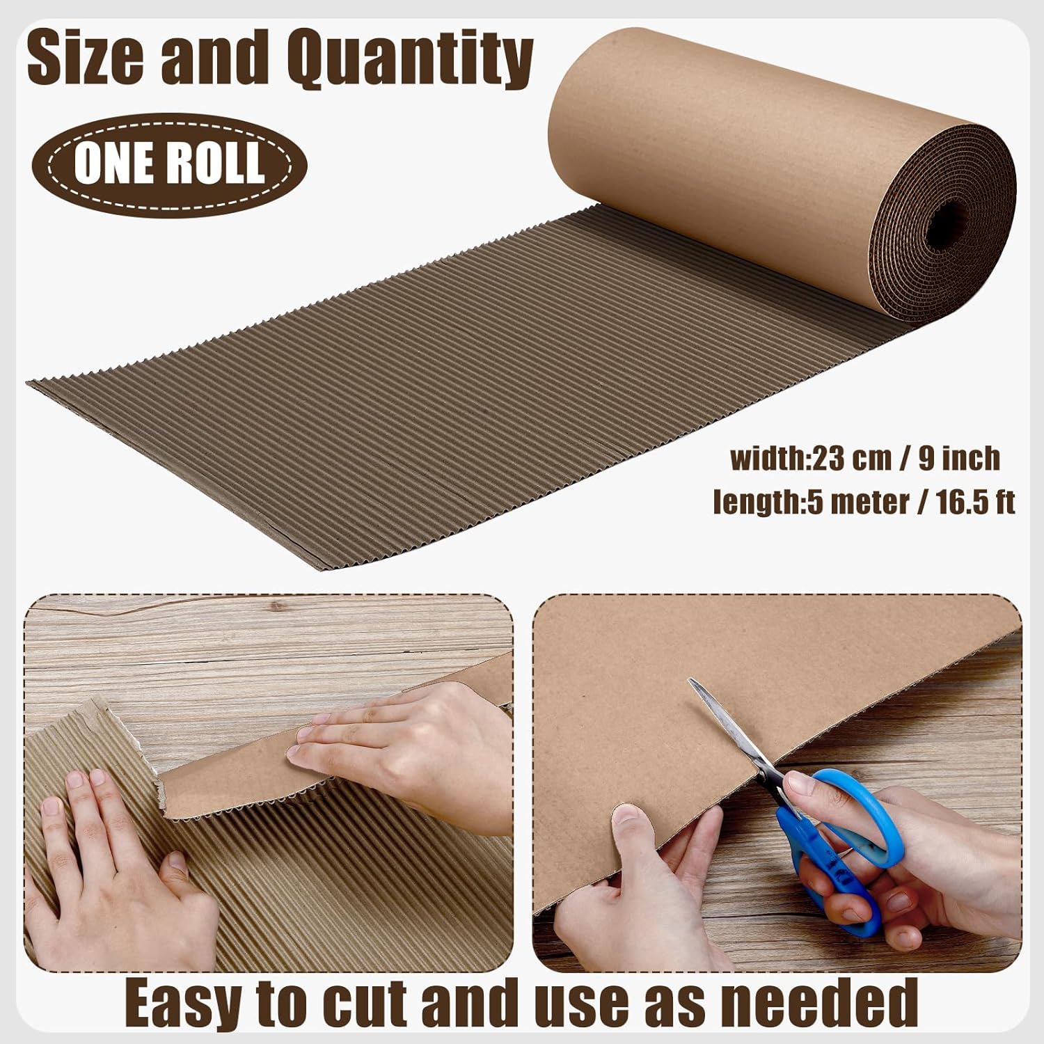 Geyoga 9x197 Inch Brown Corrugated Cardboard Roll